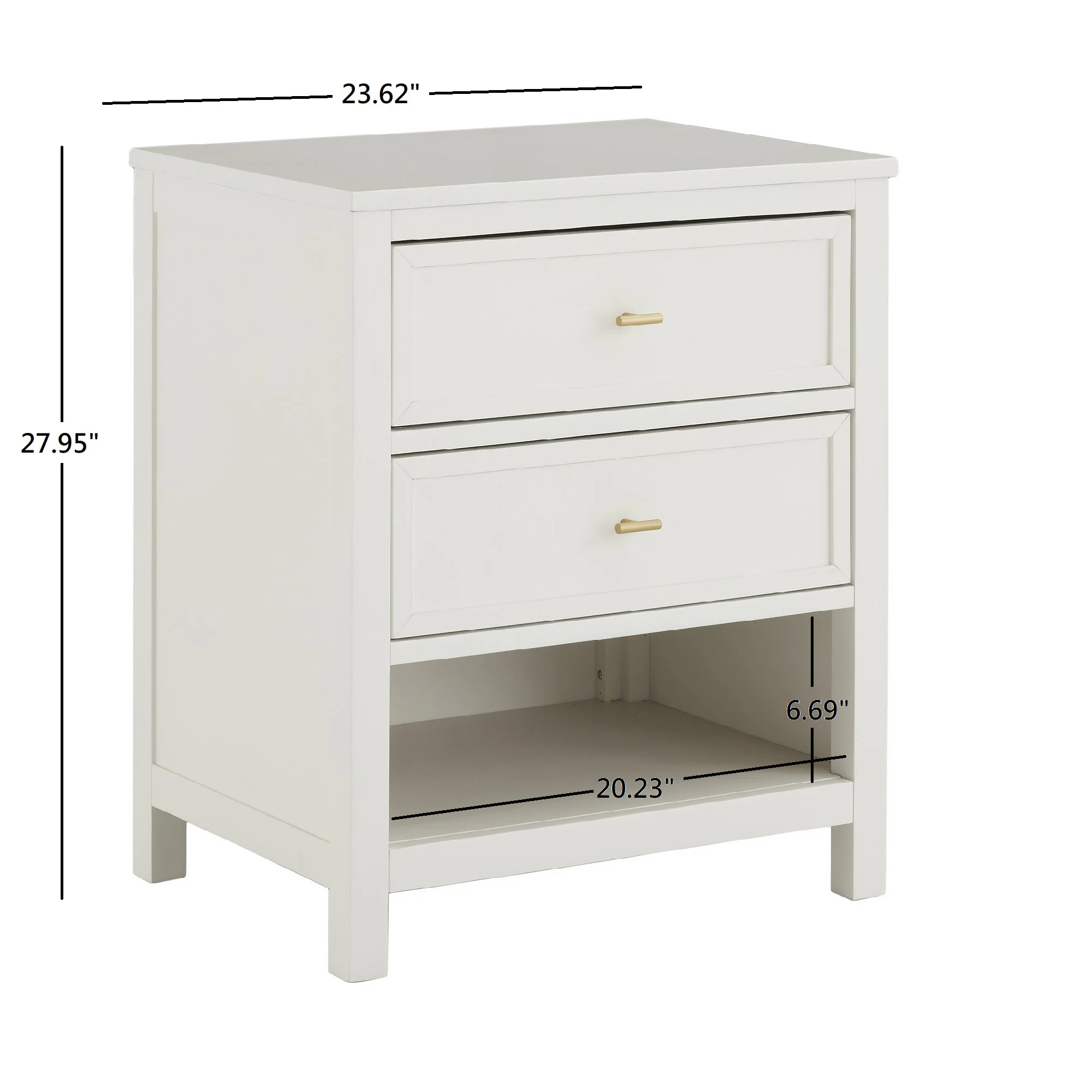 Weston Home Danica Modern 2 Drawer Nightstand, White