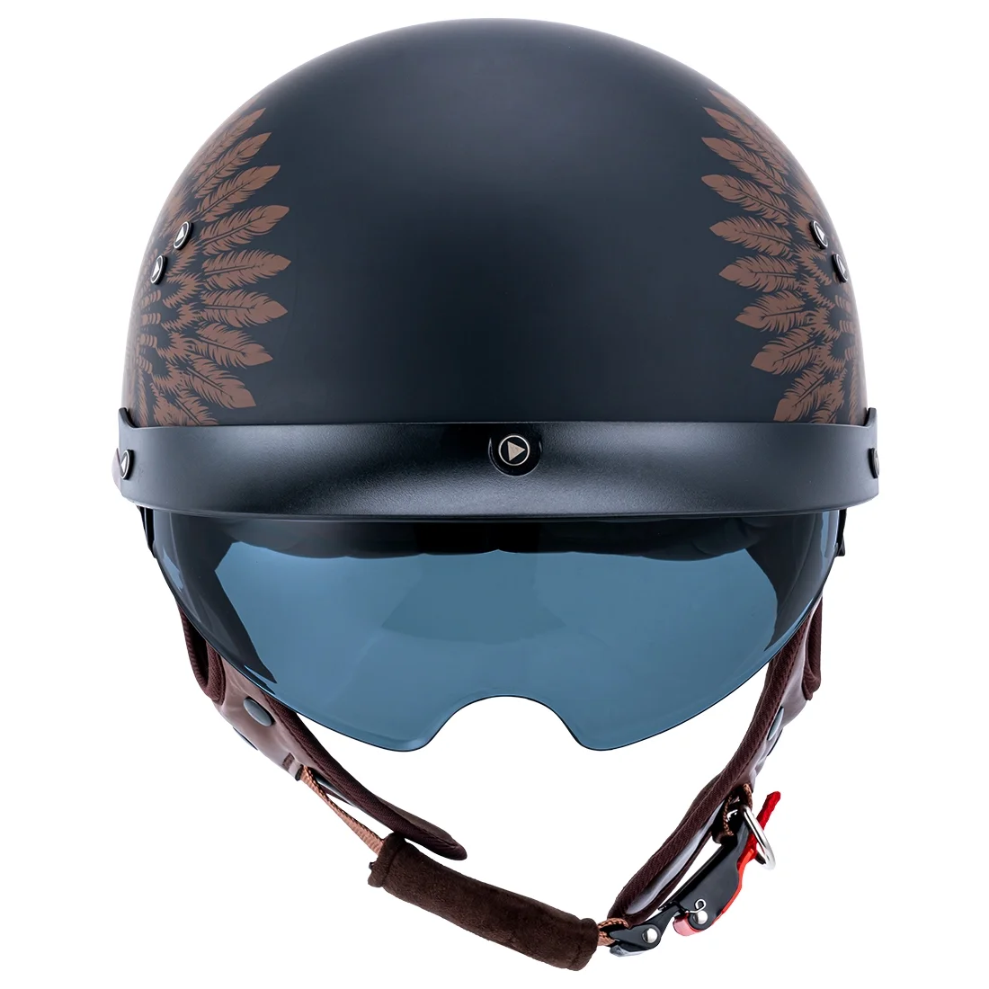 VCOROS Motorcycle Half Helmet Sun Visor Quick Release Buckle DOT Approved Half Face Helmets for Men Women (Indian, M)