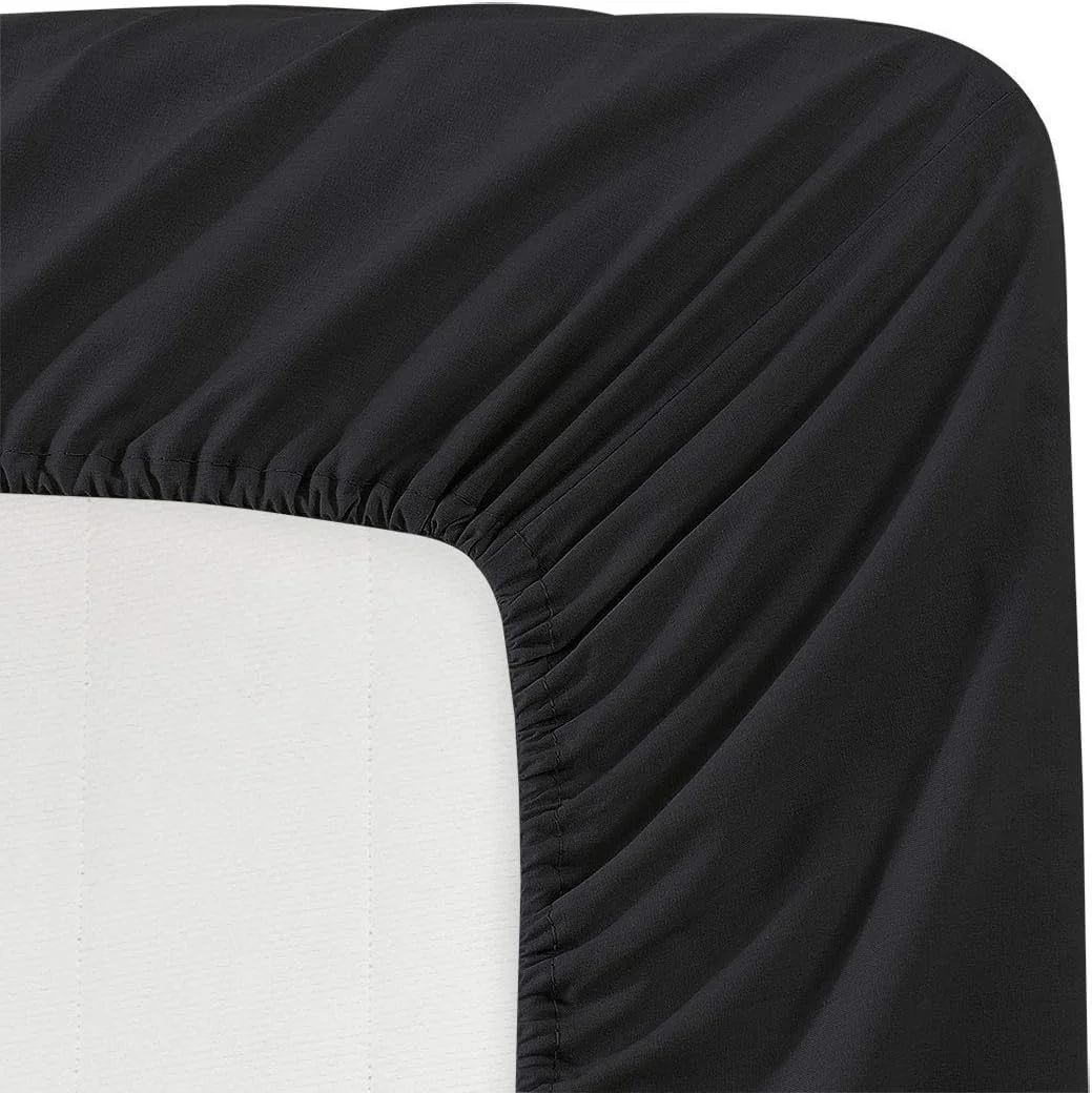Sleeper Sofa Bed Sheet Set - Queen Black Solid Solid Sofa Bed Sheets - 100% Cotton 600 Thread Count Sofa Sheets - Sleeper Sofa 4 PC's Sheet Set - Sleeper Sofa Sheets - 5