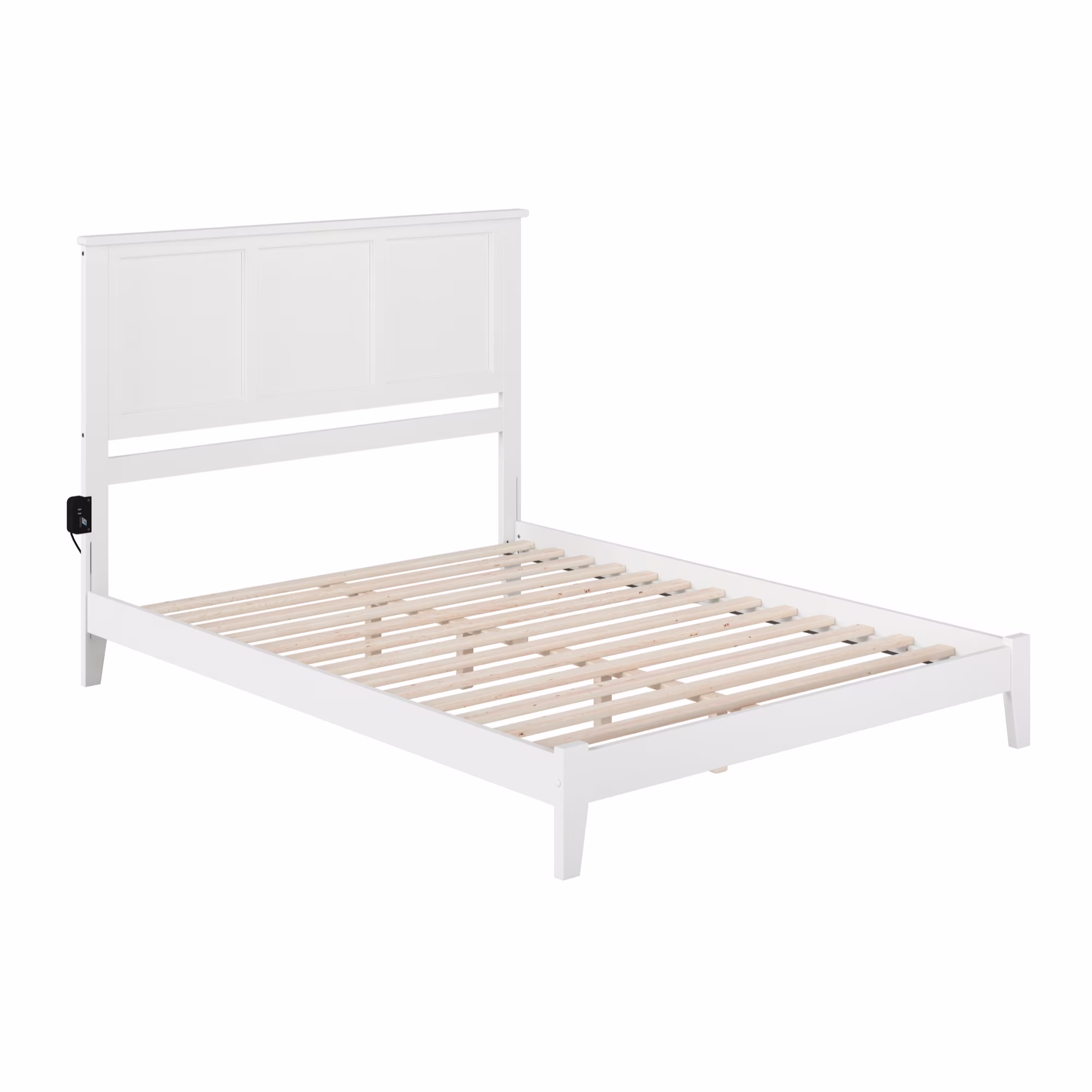 Madison Queen Low Profile Wood Platform Bed in White