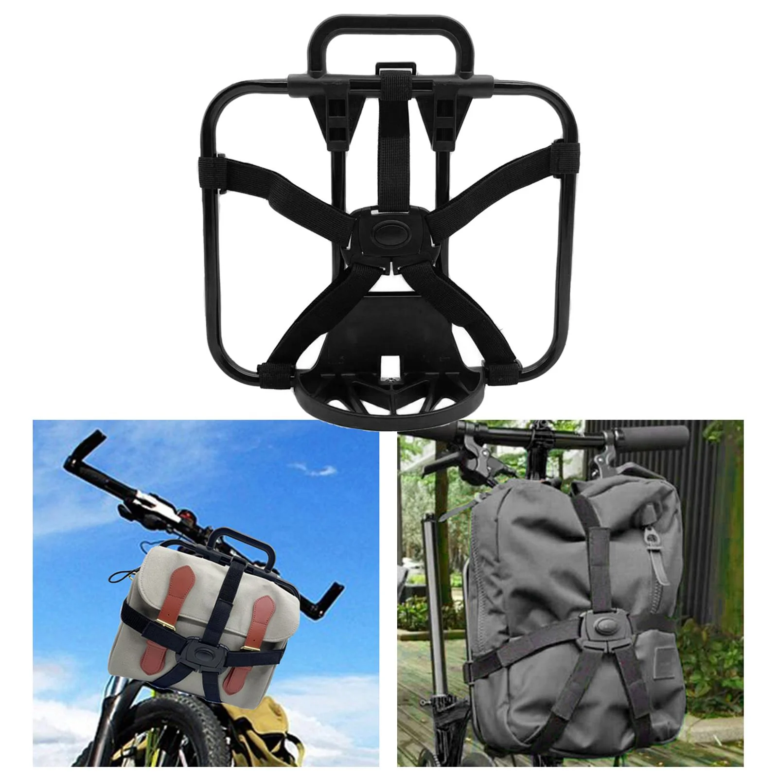 Folding Bike Carrier Bracket Cargo Pannier Keeper Front Bag Holder Rack Black 30x25cm
