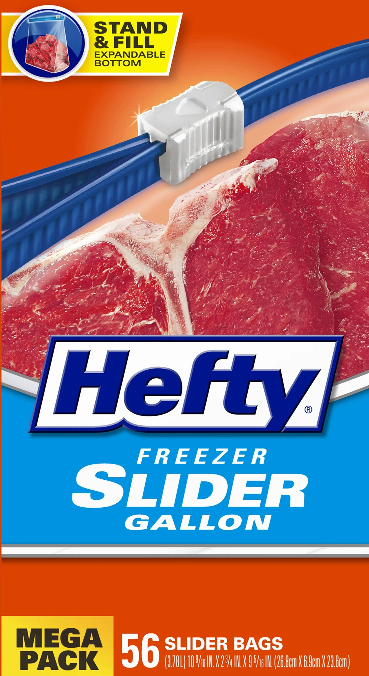 Hefty Slider Freezer Bags, Gallon Size, 56 Count