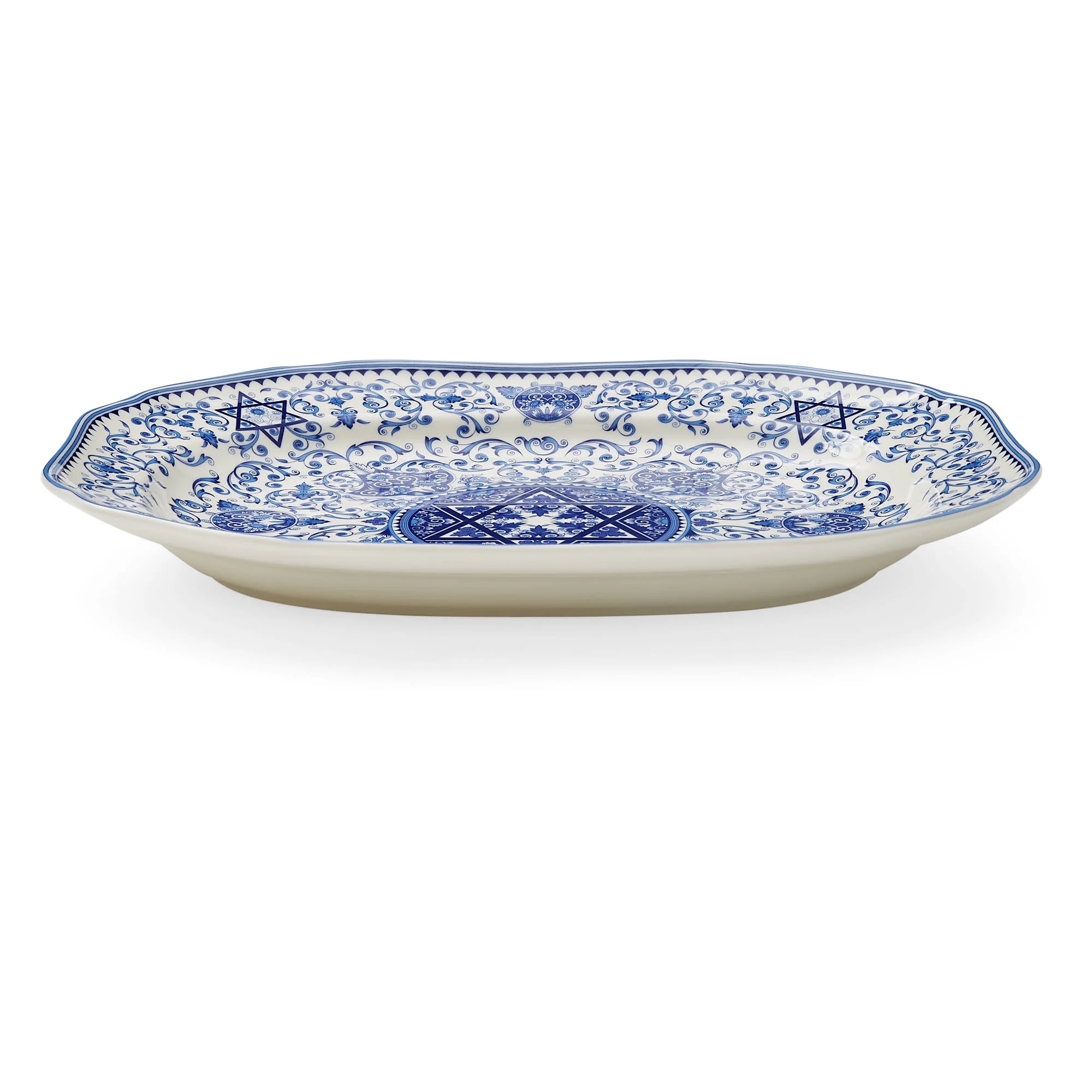 Spode Judaica Oval Platter, Blue/White