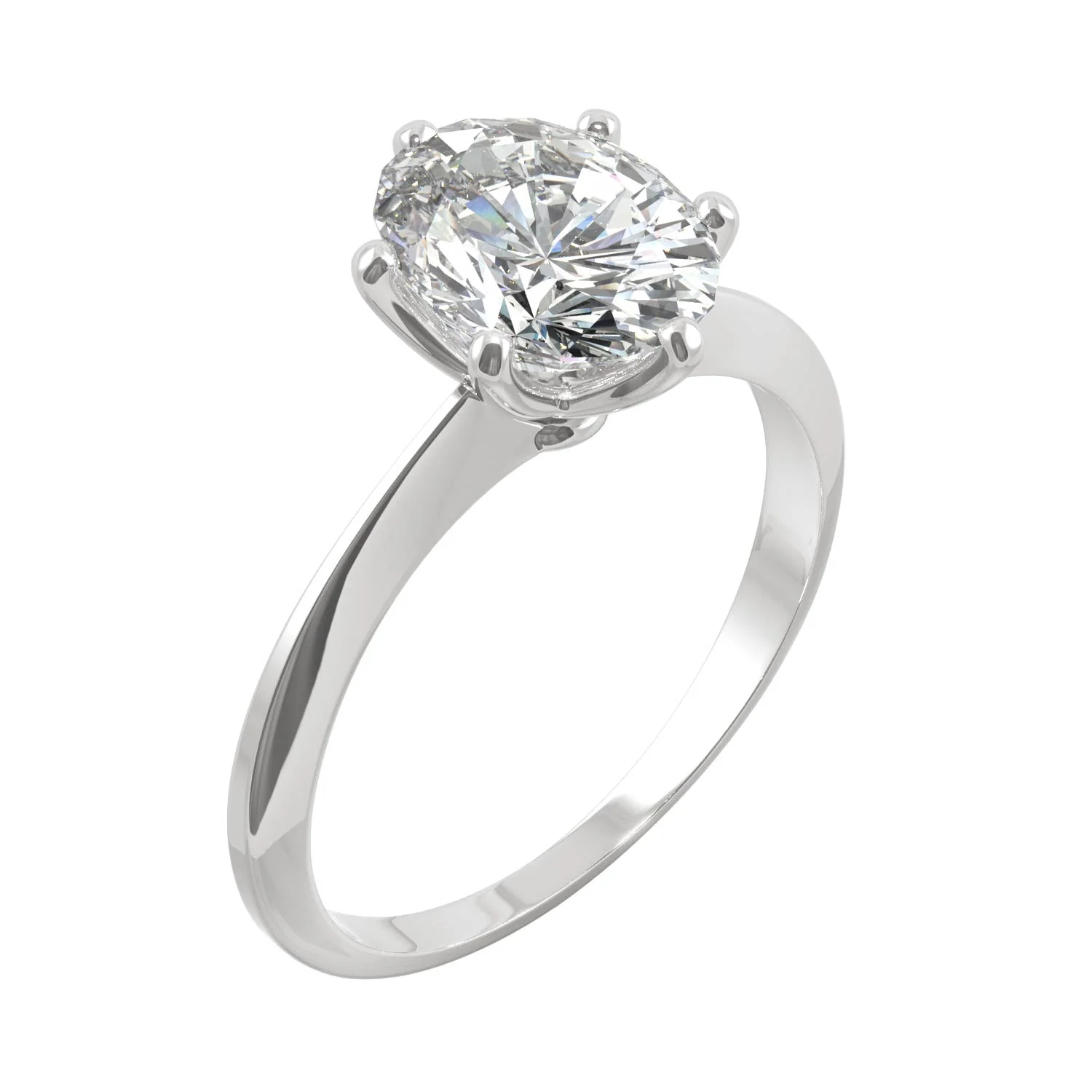 Charles & Colvard 14K White Gold Moissanite 9x7mm Oval Engagement Ring-Size 8, 2.10ct DEW