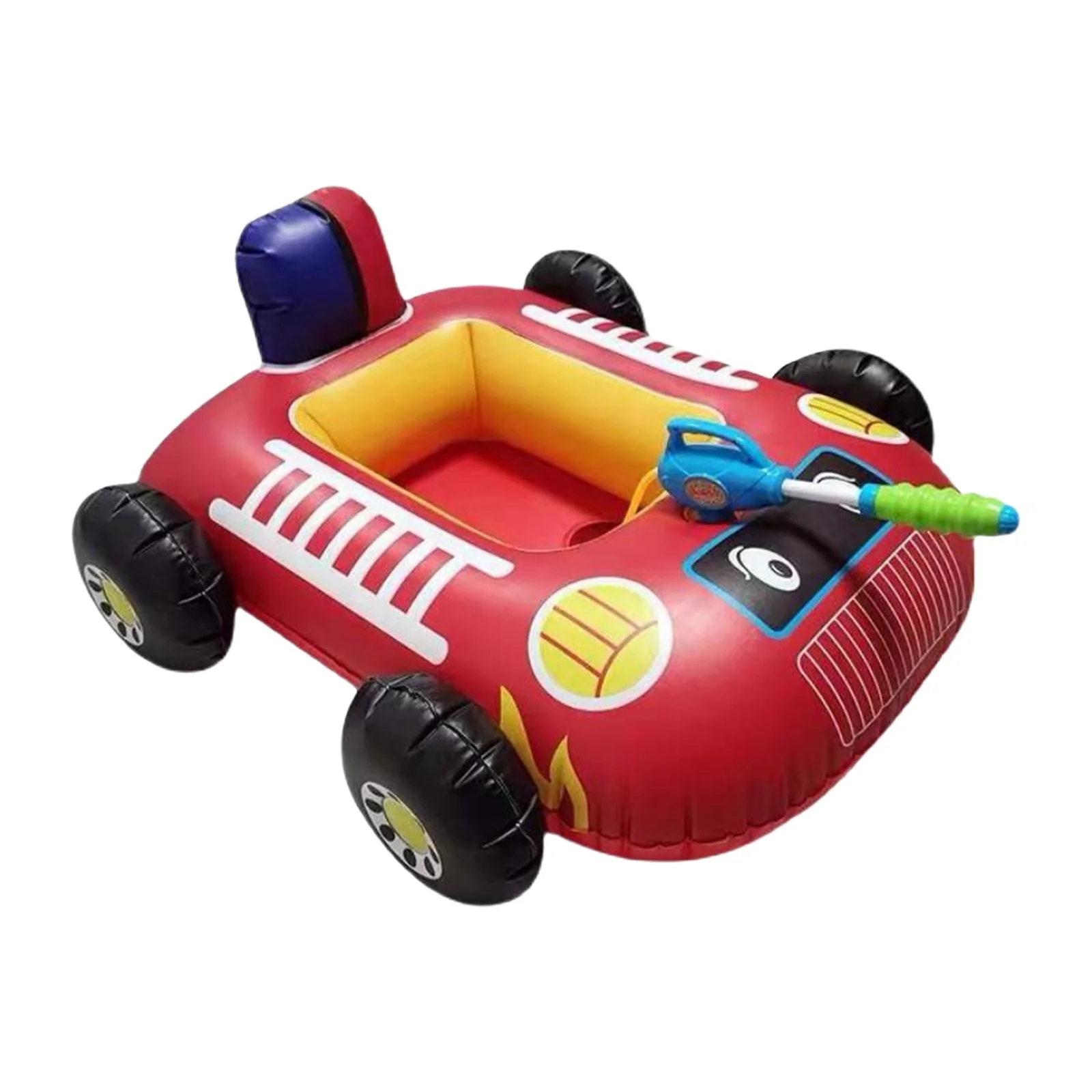 Car Design Kids Swimming Pool Floats Water Toys with Water Squirt Environmentally Friendly Paddling Pool Rings Pool Floats Raft for Backyard Red
