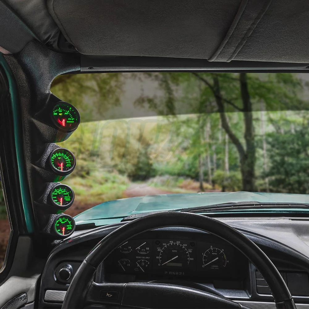 GlowShift 1992-1997 Ford F-Series Quad Gauge Package with Black 7 Color DS4 Gauge Set