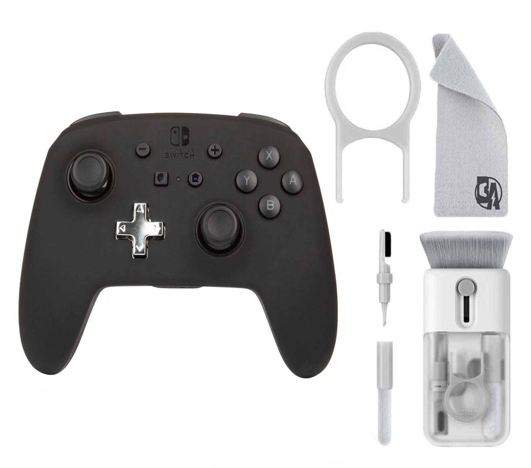 PowerA - Enhanced Wireless Controller for Nintendo Switch - Black With Cleaning Electric kit Bolt Axtion Bundle Like New