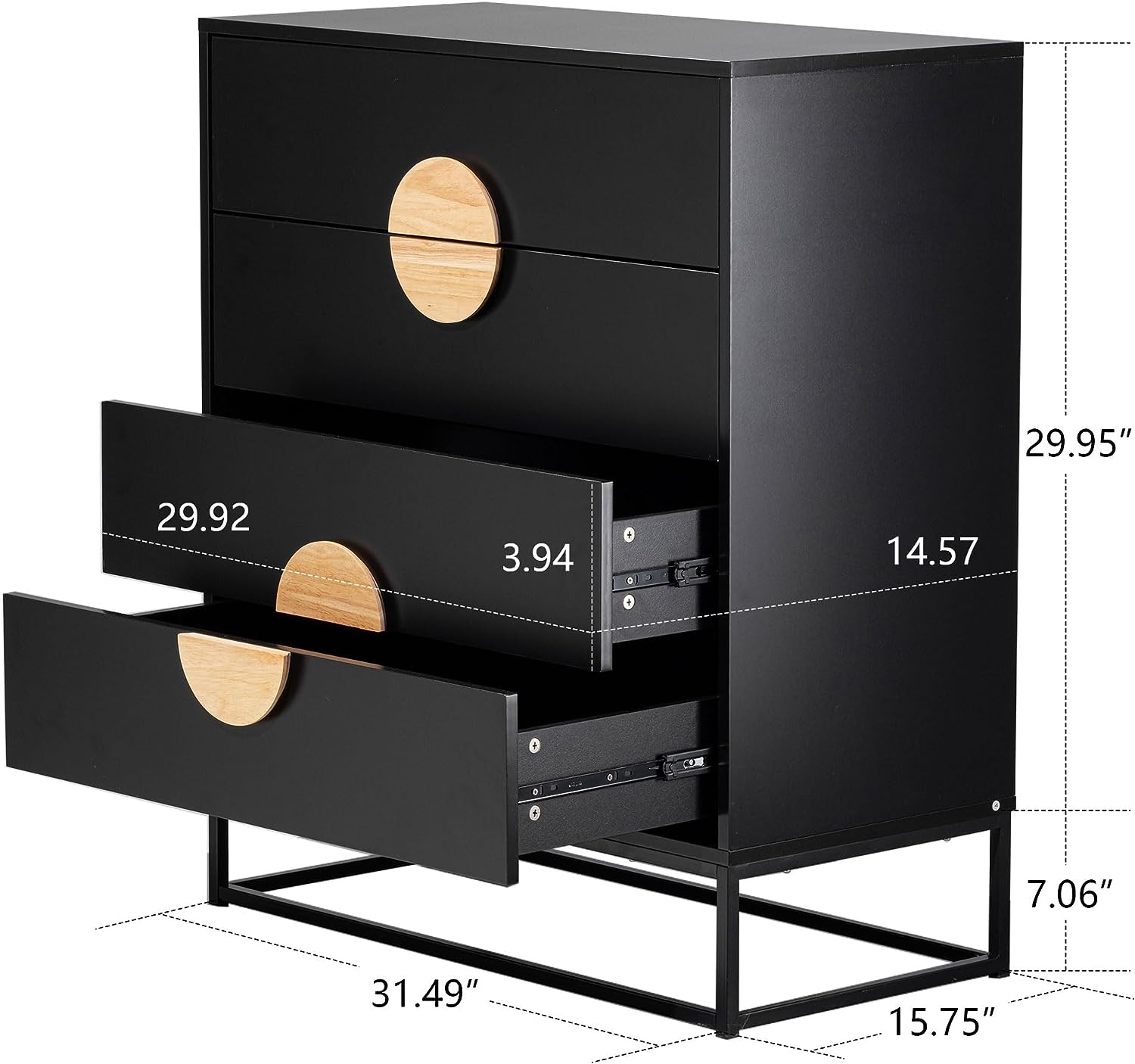 4 Drawers Dresser Chest for Bedroom, Dressers Organizer Tall Chest of Drawers for Bedroom Living Room Hallway, Black