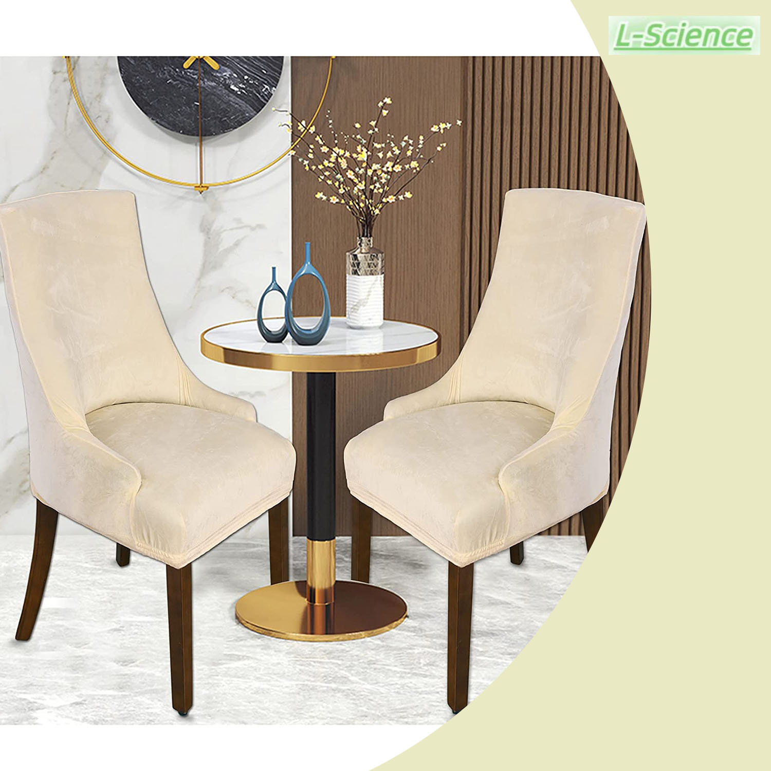 Velvet Tufted Wingback Chair Cover Slipcovers,Stretch Fit Dining Chair Covers,Reusable Washable Soft Spandex Sloping Armchair Cover