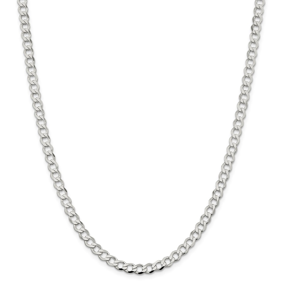 The Black Bow 5.25mm Sterling Silver Hollow Flat Open Curb Chain Necklace, 24 Inch