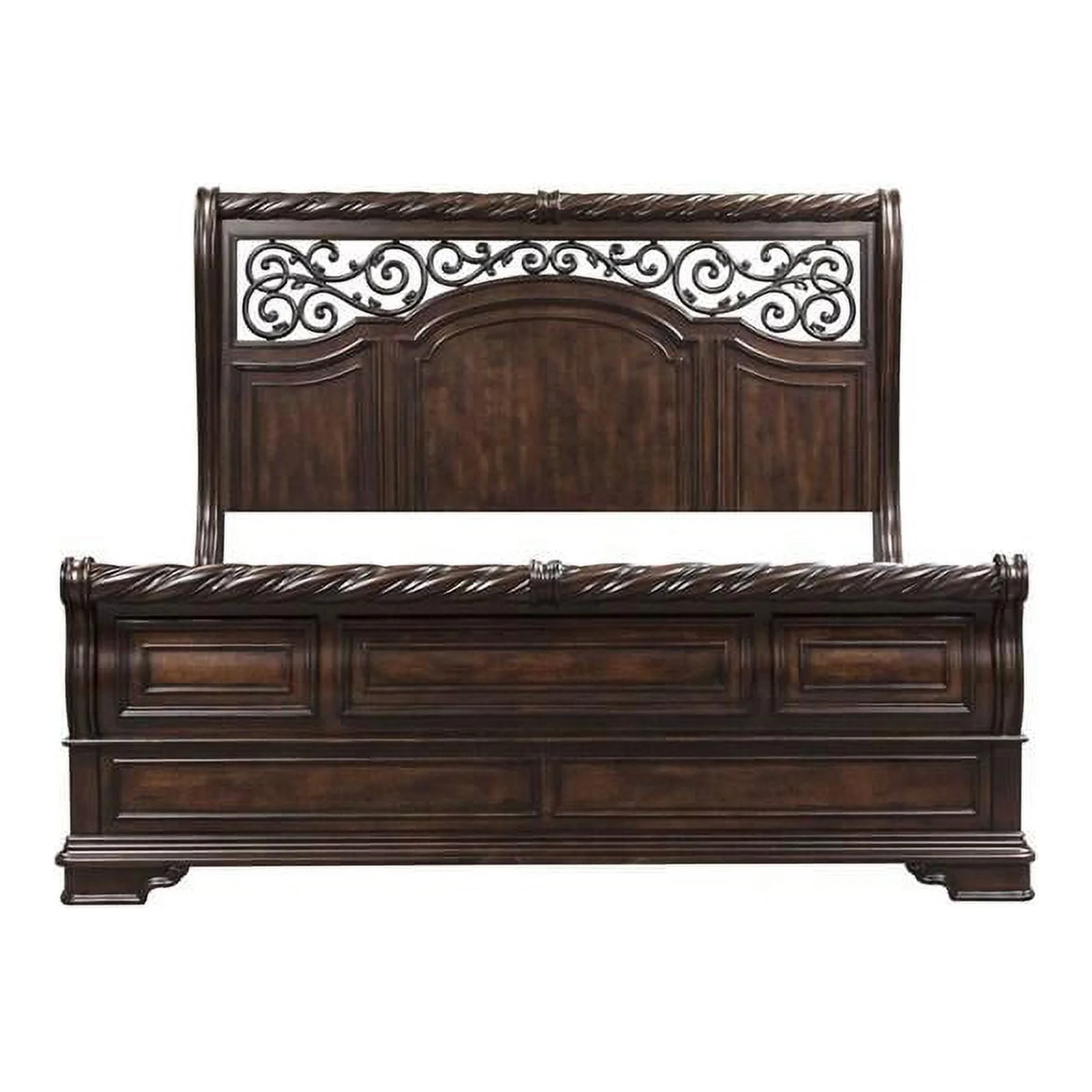 Home Square 2-Piece Set with Night Stand and King Sleigh Bed in Mahogany