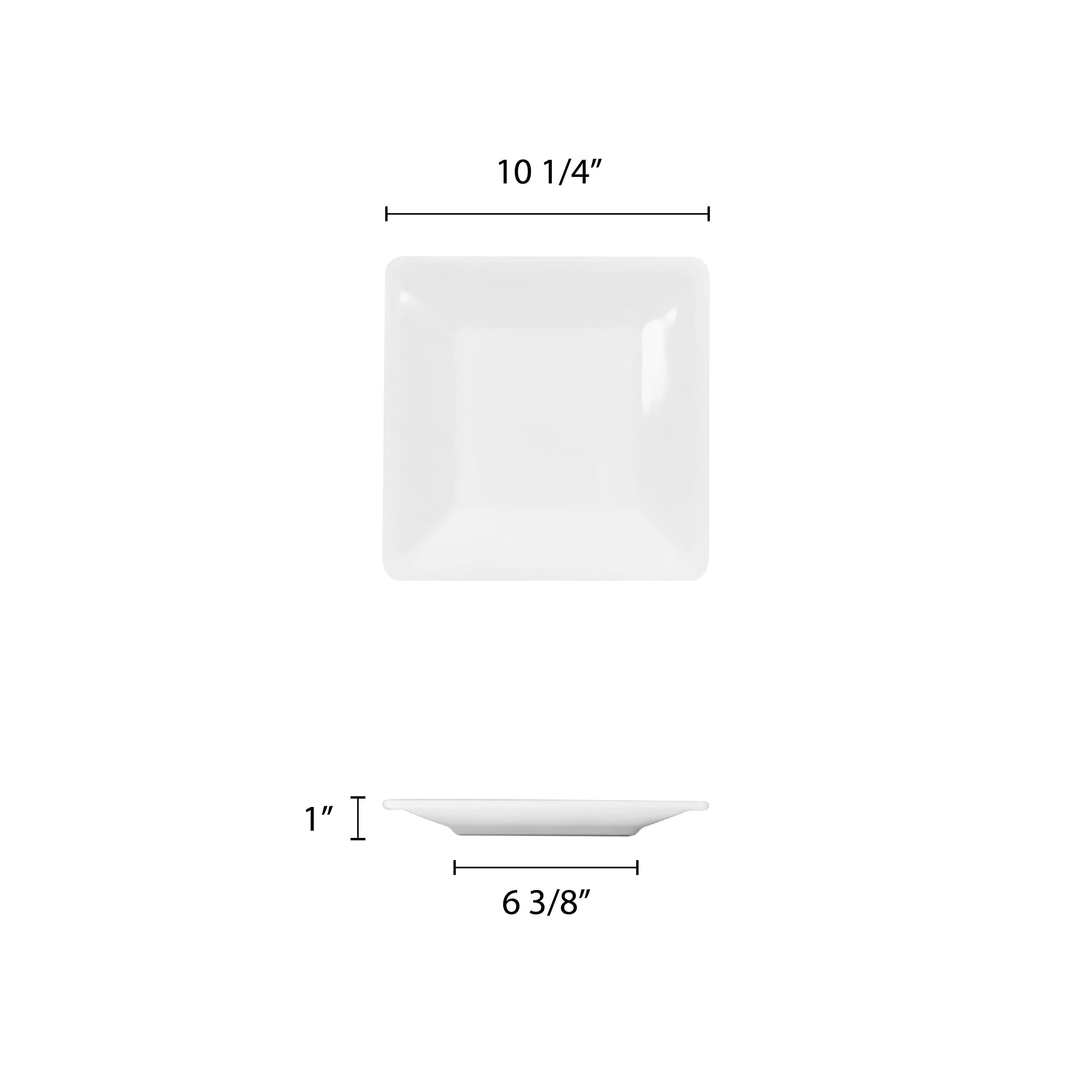 Excellante Passion White Melamine Dinnerware Collection 10.25 X 10.25 Inch Square Plate, 1.75 Inch Deep, Comes in Each