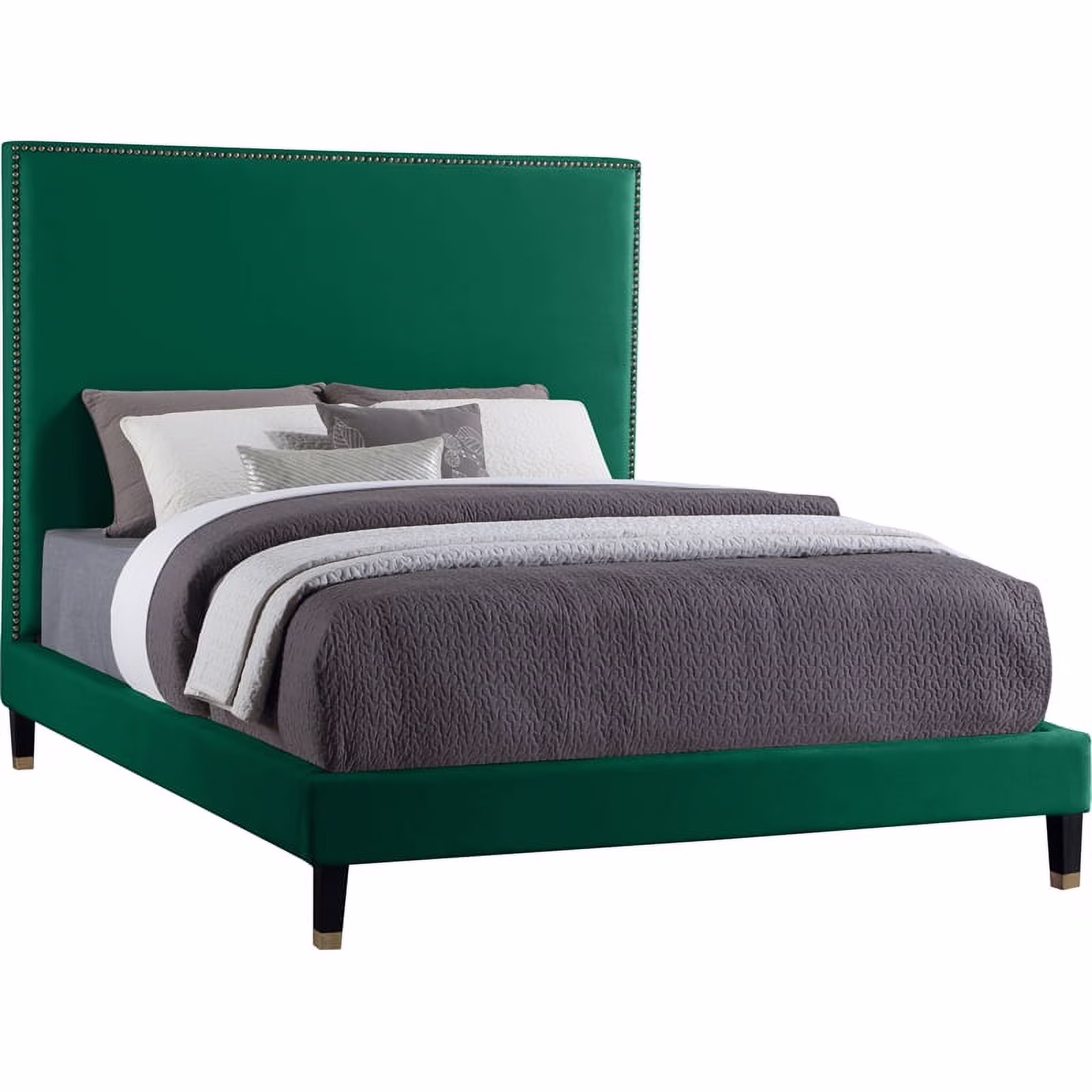 Meridian Furniture Harlie Green Velvet Full Bed
