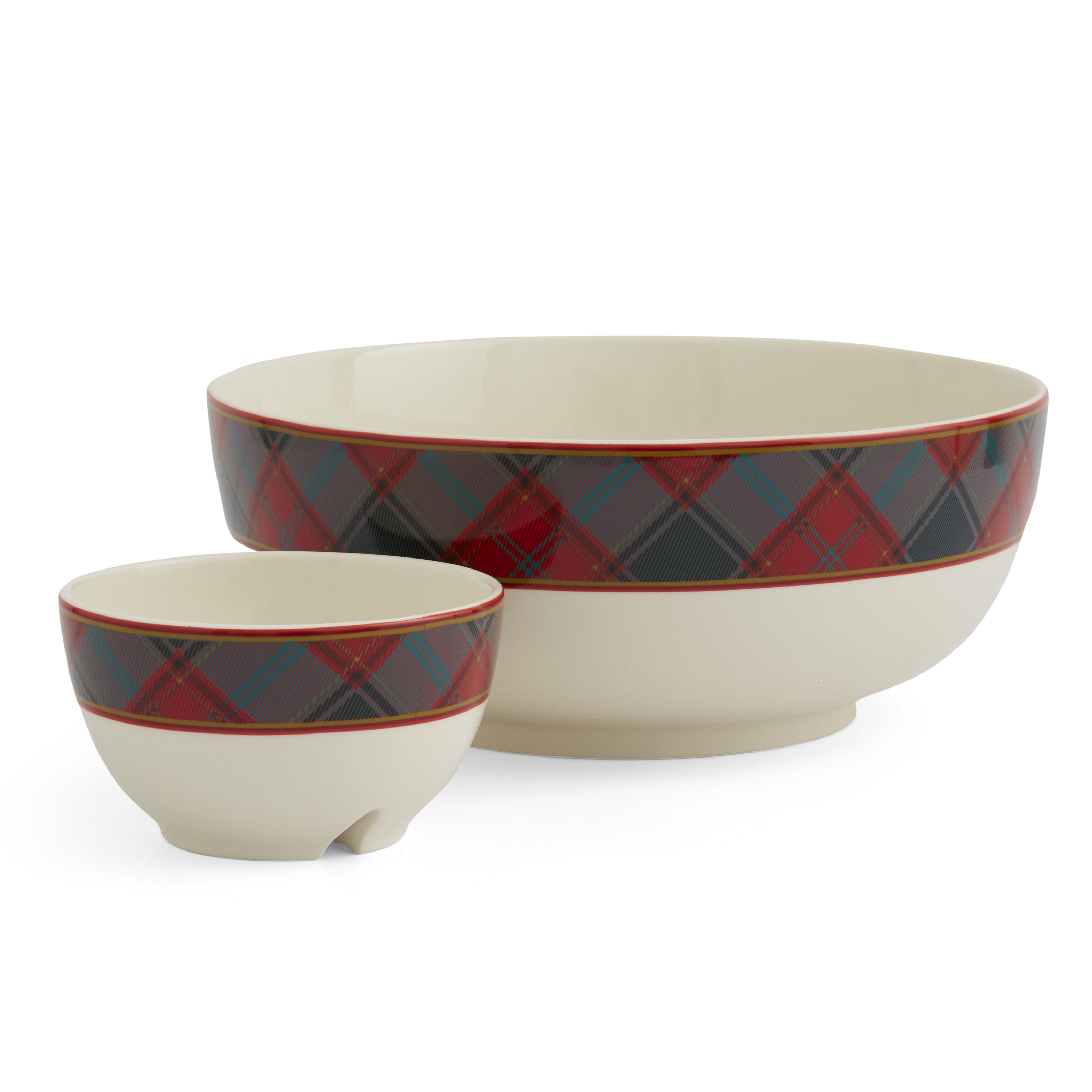 Spode Christmas Tree Tartan 2 Piece Tiered Chip and Dip