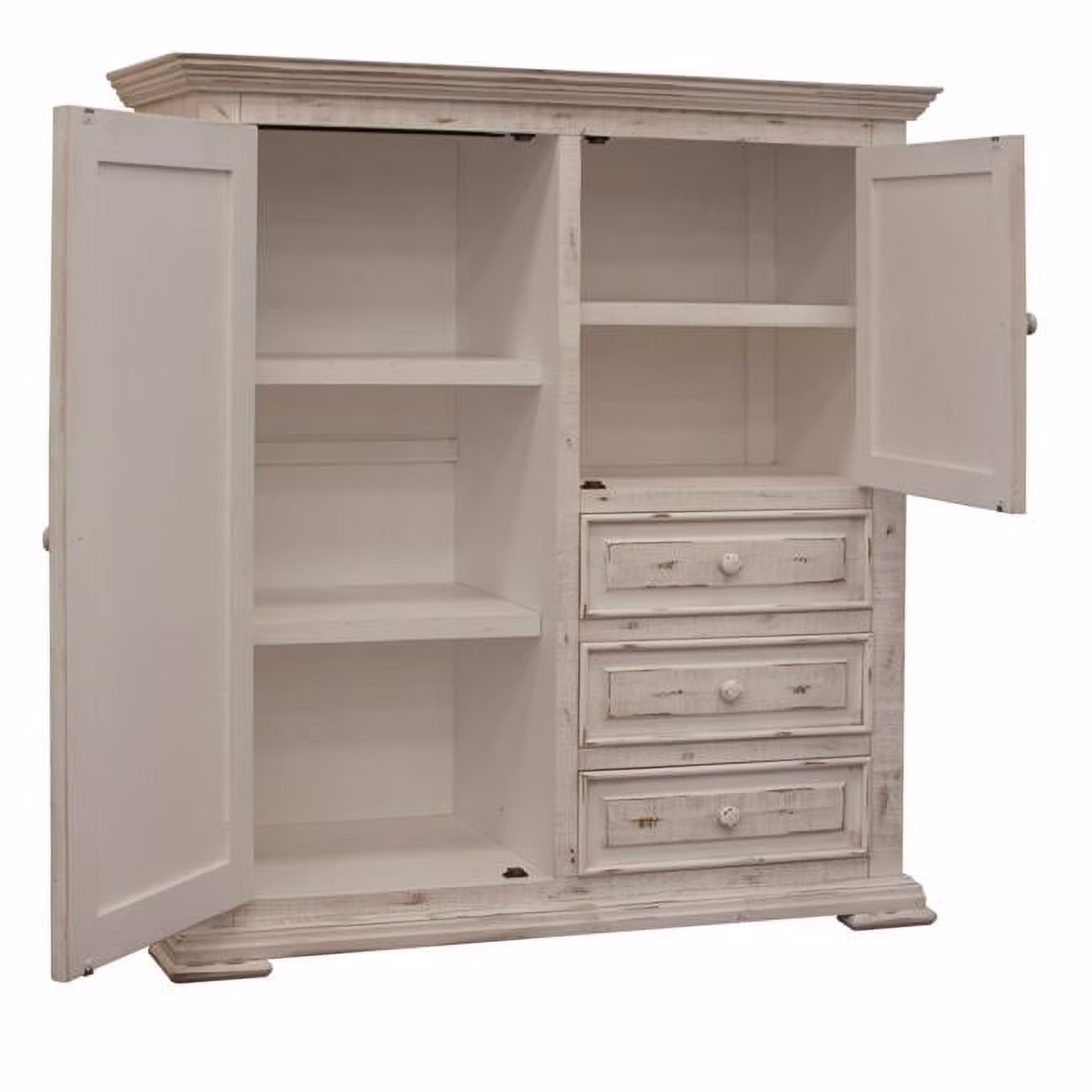 HomeRoots 524565 55 in. Solid Wood Three Drawer Gentlemans Chest, White