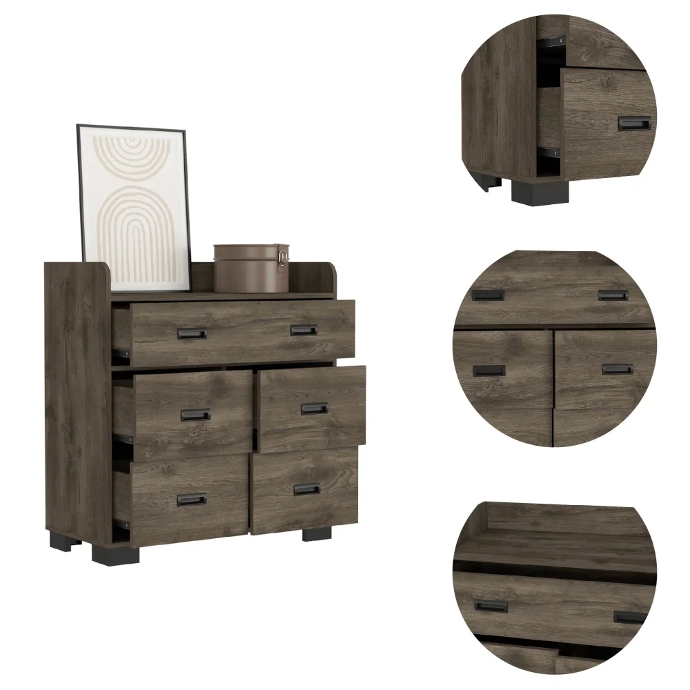 5-Drawer Dresser Dark Brown