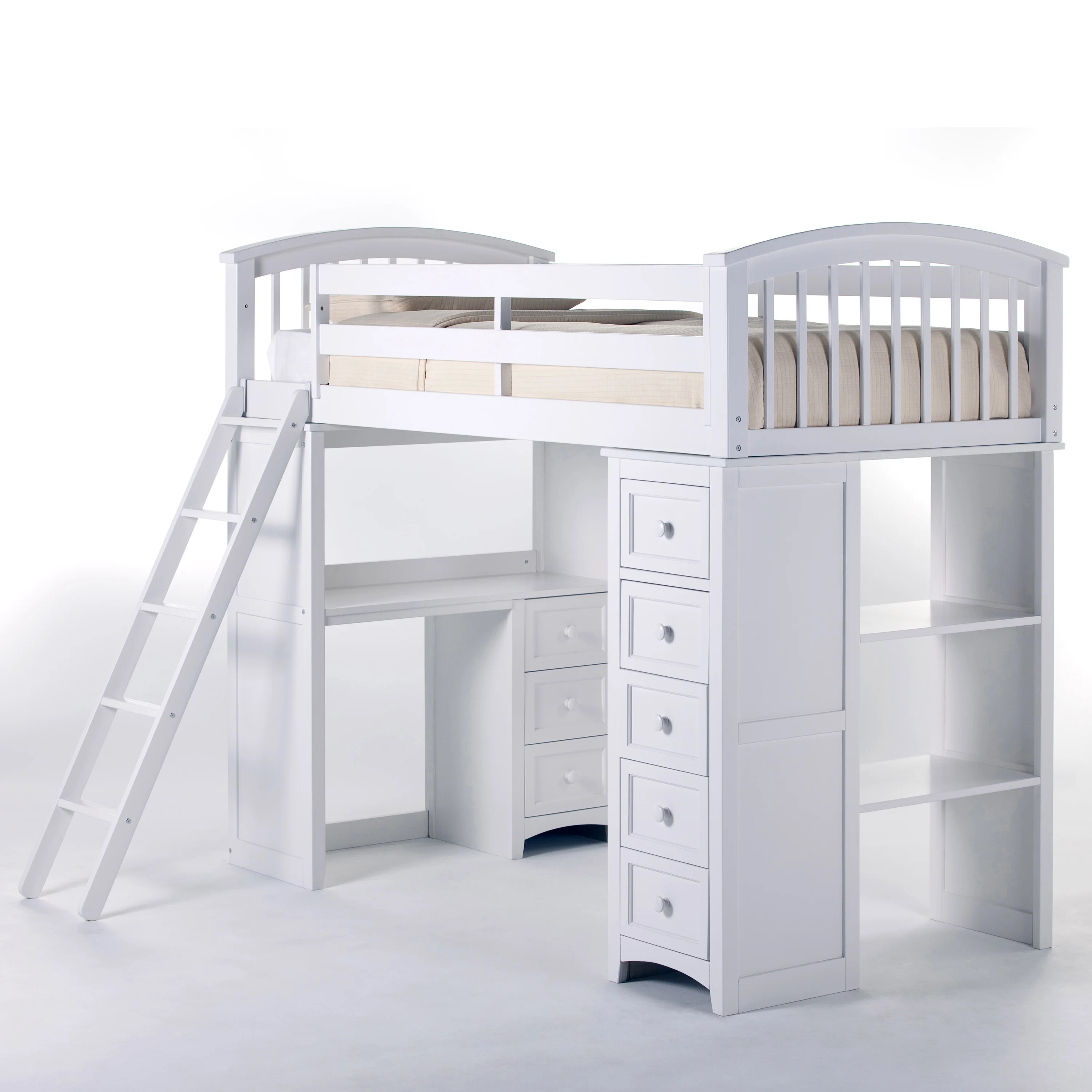 NE Kids School House Student Loft Bed, White