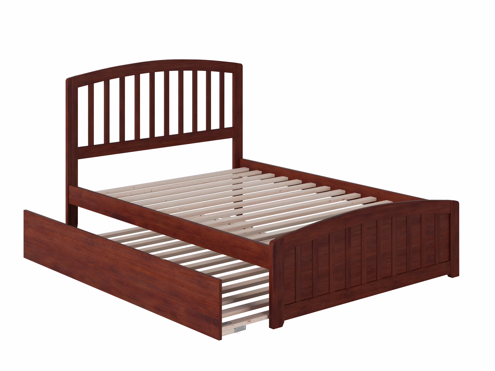 Richmond Full Platform Bed with Matching Foot Board with Full Size Urban Trundle Bed in Walnut