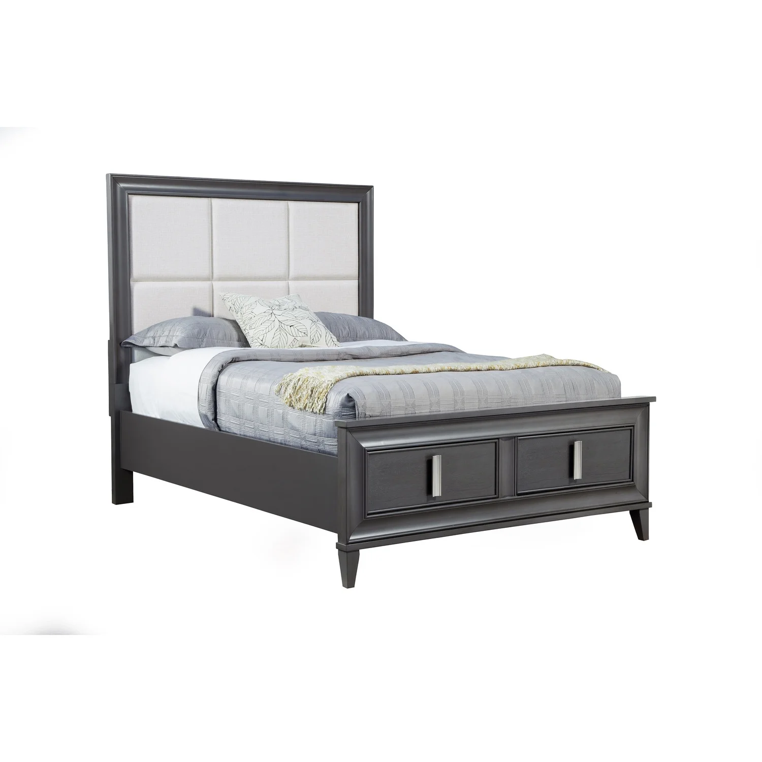 Alpine Furniture Lorraine Wood California King Storage Platform Bed in Dark Gray