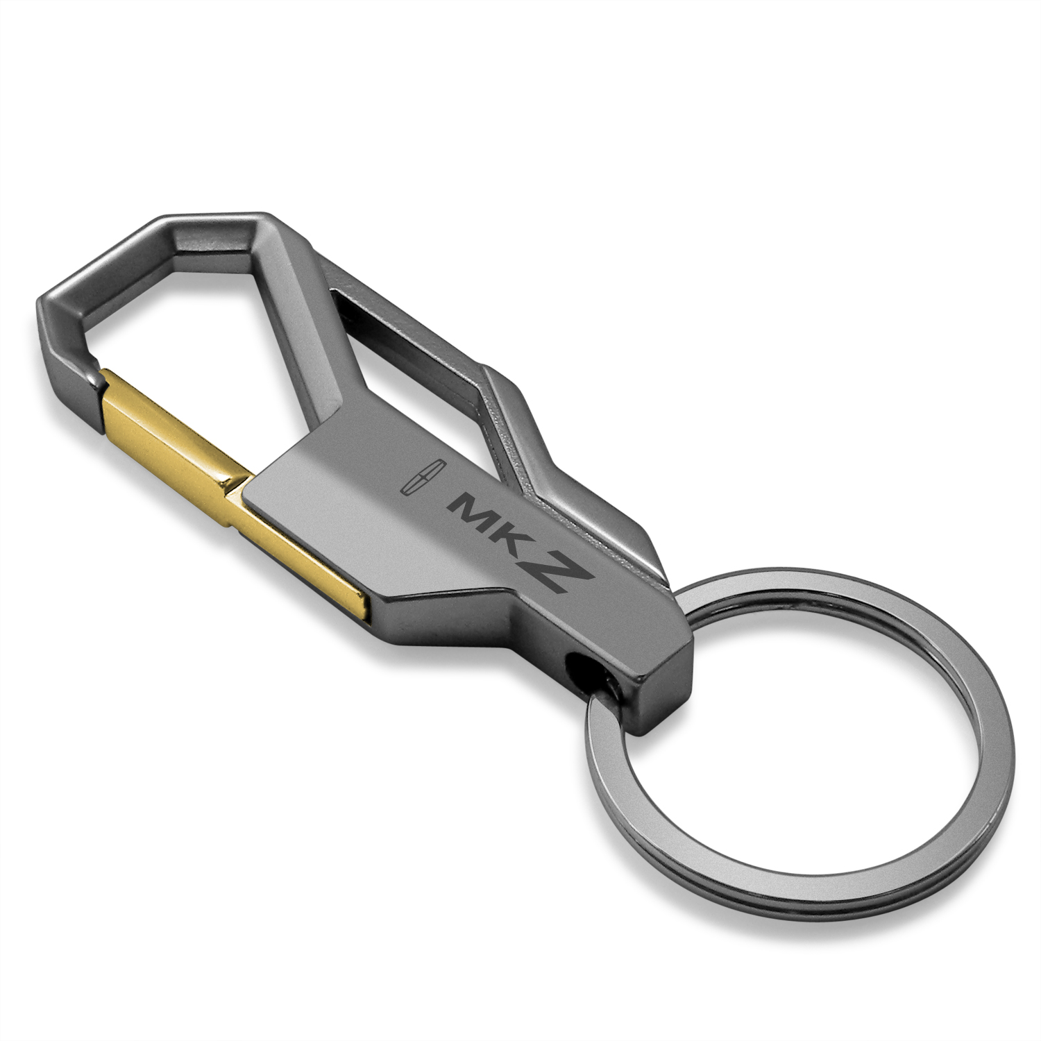 iPick Image for Lincoln MKZ Gunmetal Black Carabiner-Style Snap Hook Metal Key Chain, Official Licensed