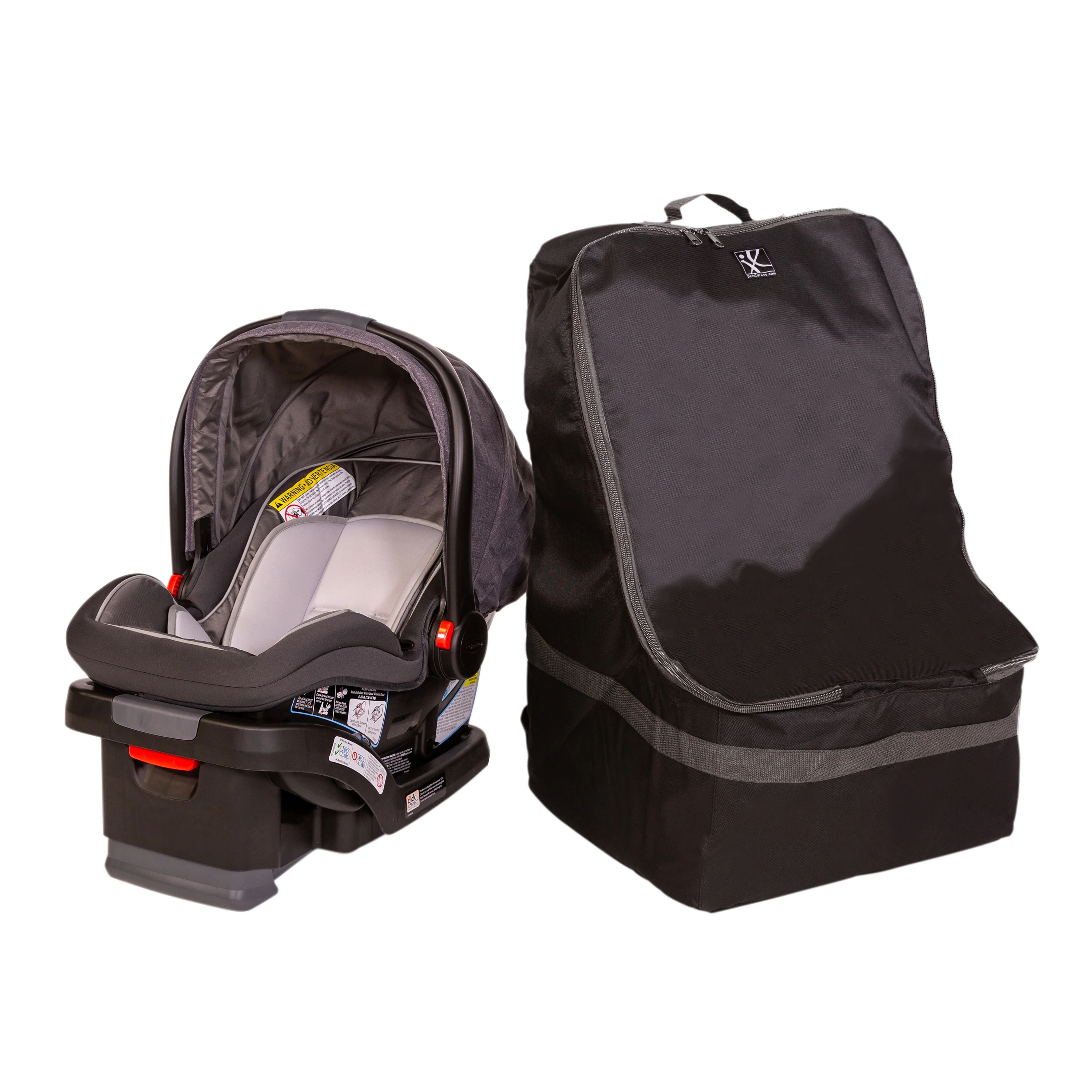 J.L. Childress Ultimate Padded Backpack Car Seat Travel Bag and Carrier, Black/Grey