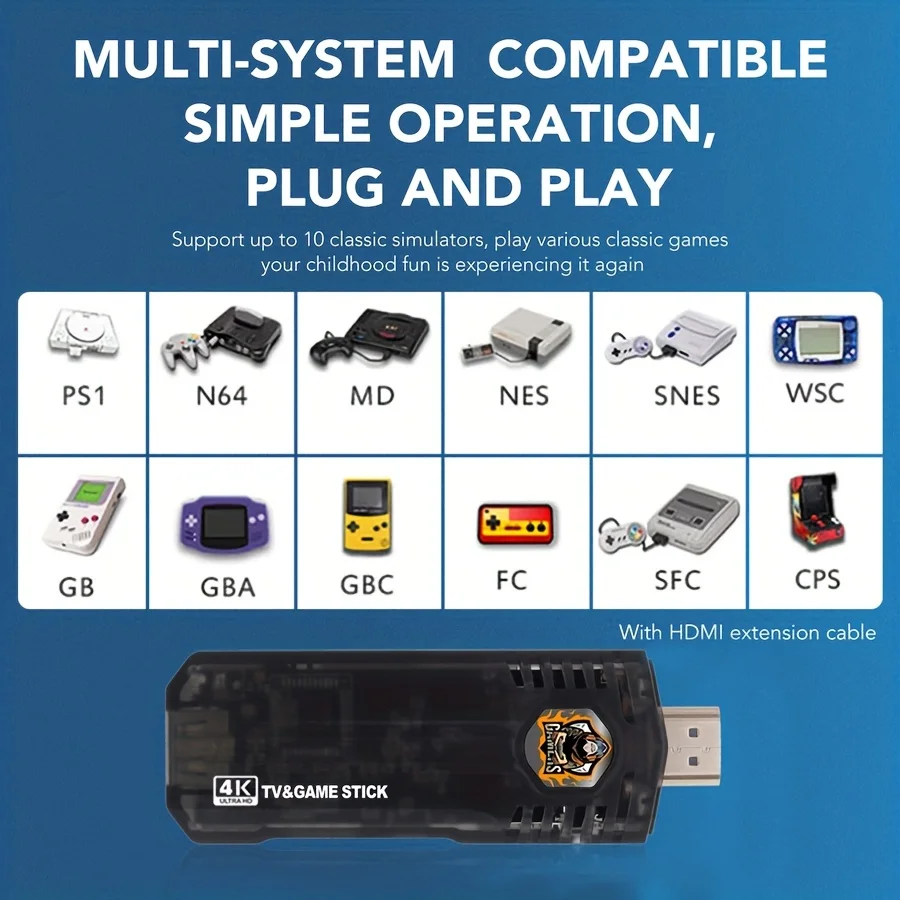 X8 4K TV Dual System Games & Android TV 64GB Game Console Android TV PS1/GBA Mini Arcade Rocker Game Console