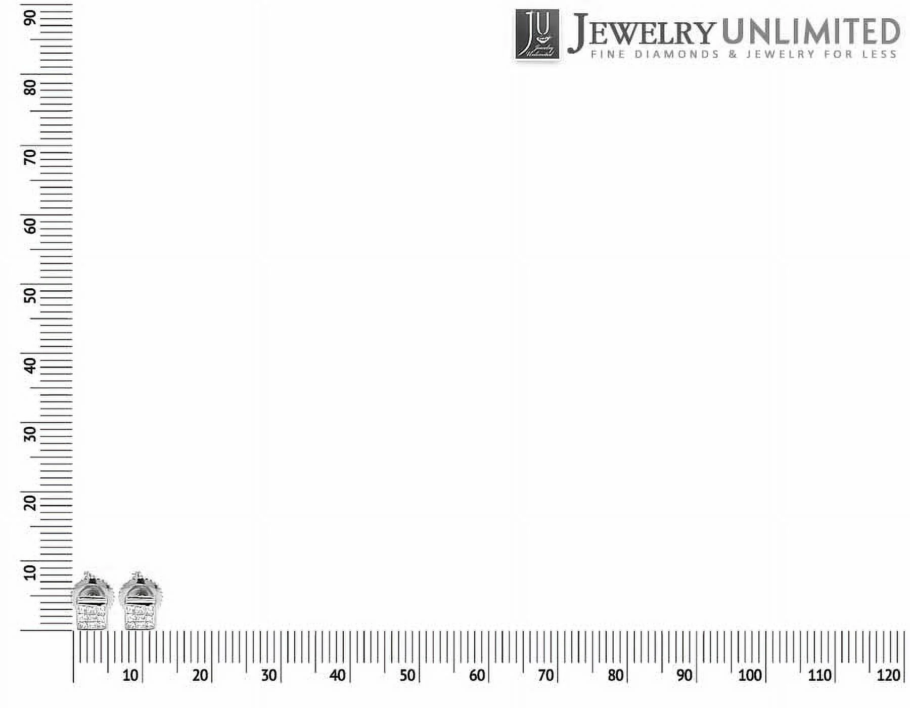 14K White Gold Square Kite Princess Diamond Stud Earring 0.25ct 4mm