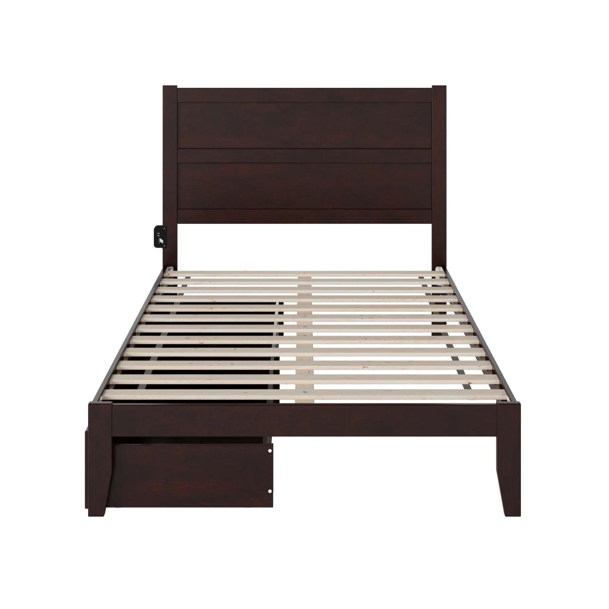 AFI NoHo Full Solid Wood Bed with 2 Drawers and USB Charger in Espresso