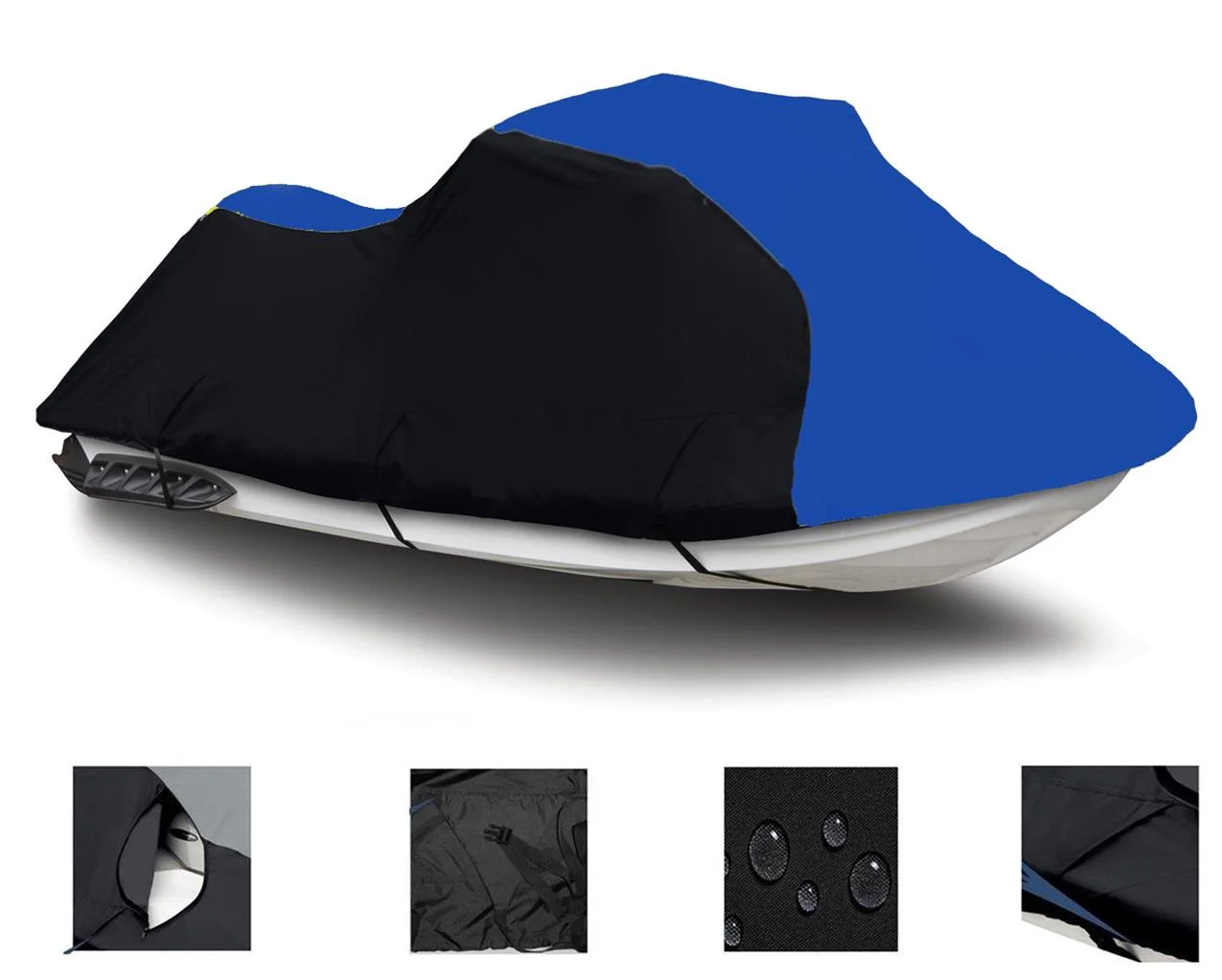 BLACK / BLUE HEAVY-DUTY Cover Compatible for Yamaha GP 1800 2017 2018 Jet Ski PWC Trailerable Cover