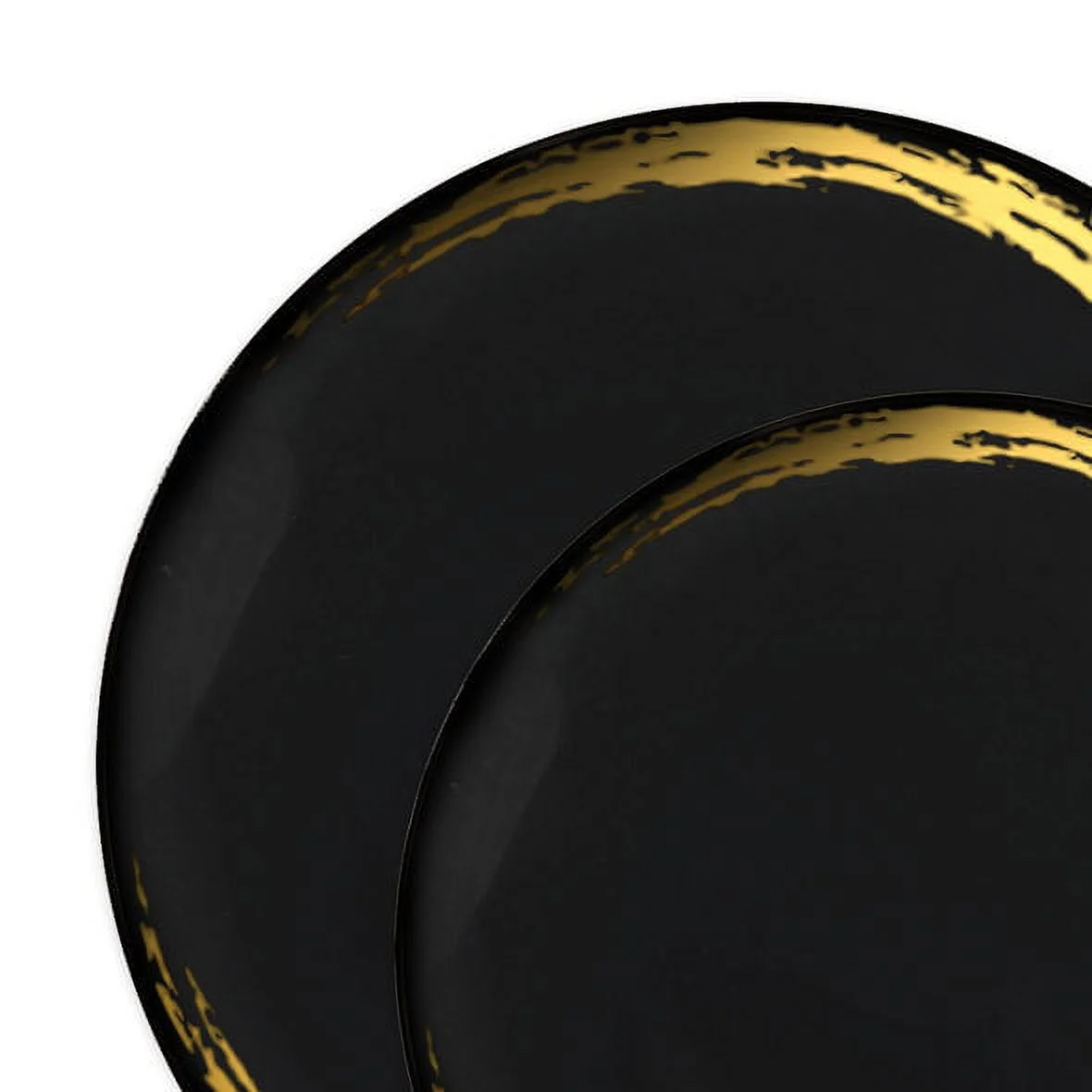Smarty Black with Gold Moonlight Round Plastic Dinnerware Value Set 240 ct