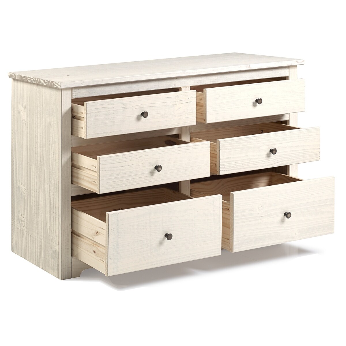 Bridge Brazil Wood Dresser 3+3 Drawers Chest White Distressed | Furniture Dash
