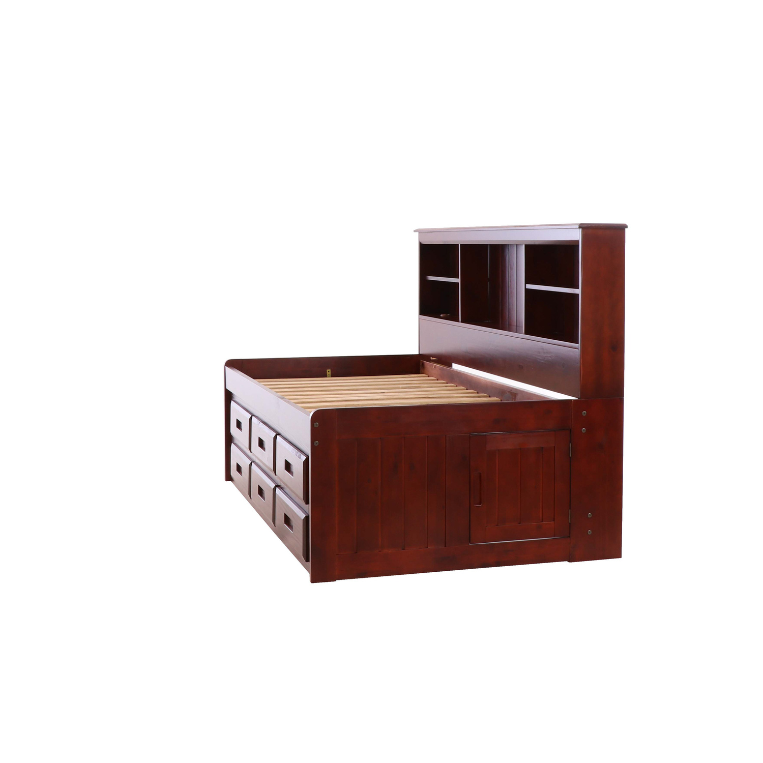 OS Home and Office Furniture Model 2822-K6-KD, Solid Pine Twin Daybed with Six Sturdy Drawers in Rich Merlot