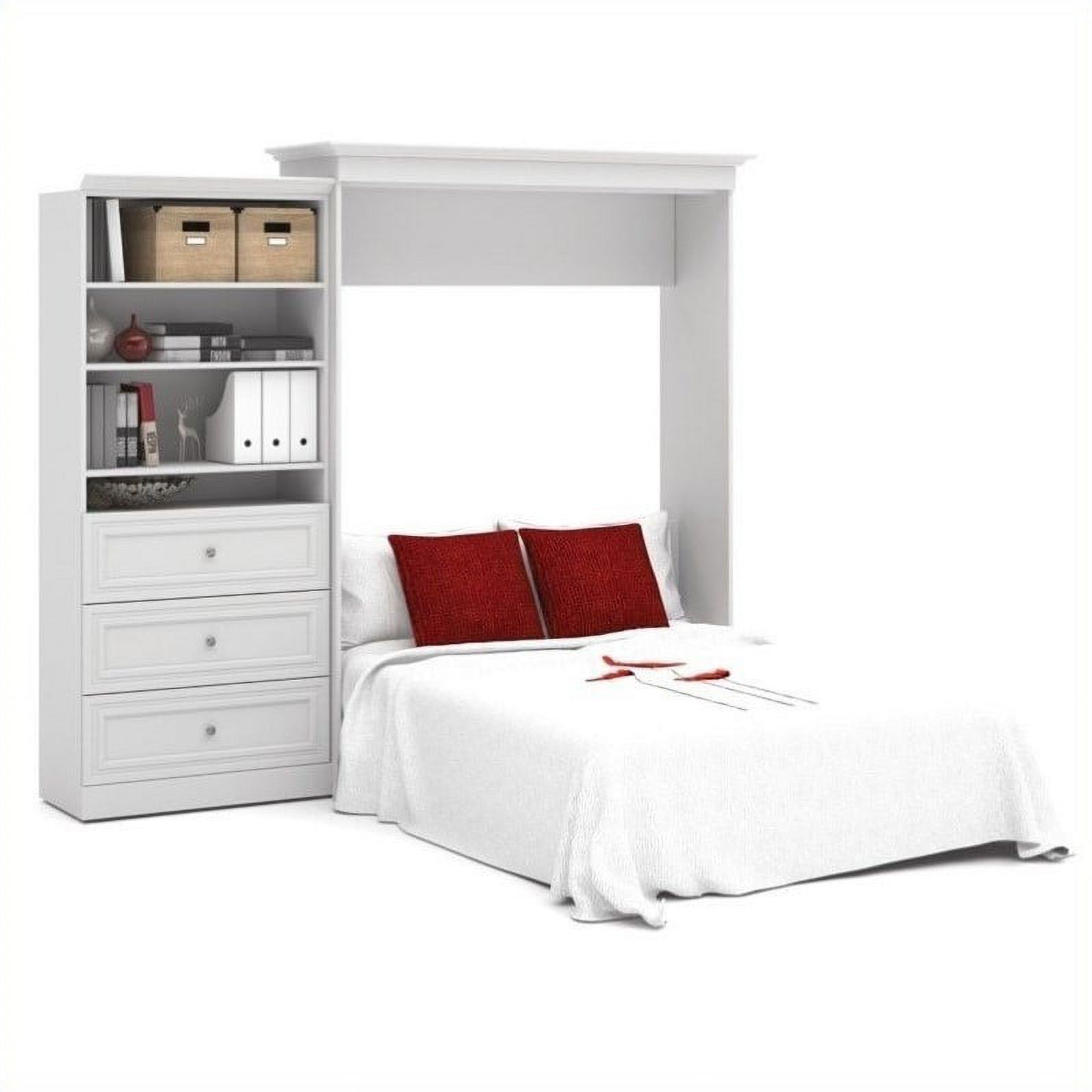 Atlin Designs Wood Queen Murphy Bed and Organizer with Drawers in White