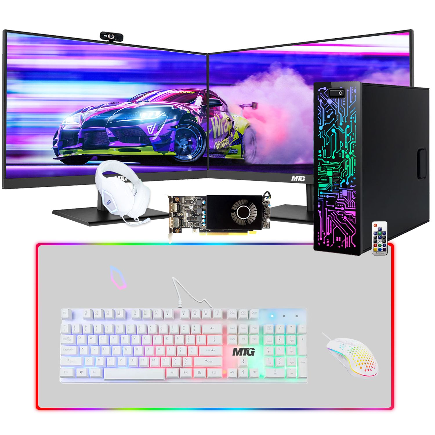 Restored Gaming Desktop PC, Intel Core i5 6th Gen, TechMagnet Zeus, AMD RX 550 Graphics, 32GB RAM, 240GB SSD + 3TB HDD, MTG New 24 Inch Dual Monitor, Gaming Kit Webcam, Win 10 Pro (Renewed)