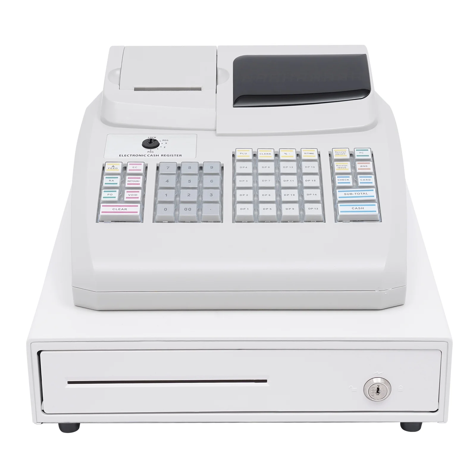 Aiqidi Electronic Cash Register, 47 Keys Digital LED Display Casher POS Cash Management System RS232 PS2 Interface with Drawer Box