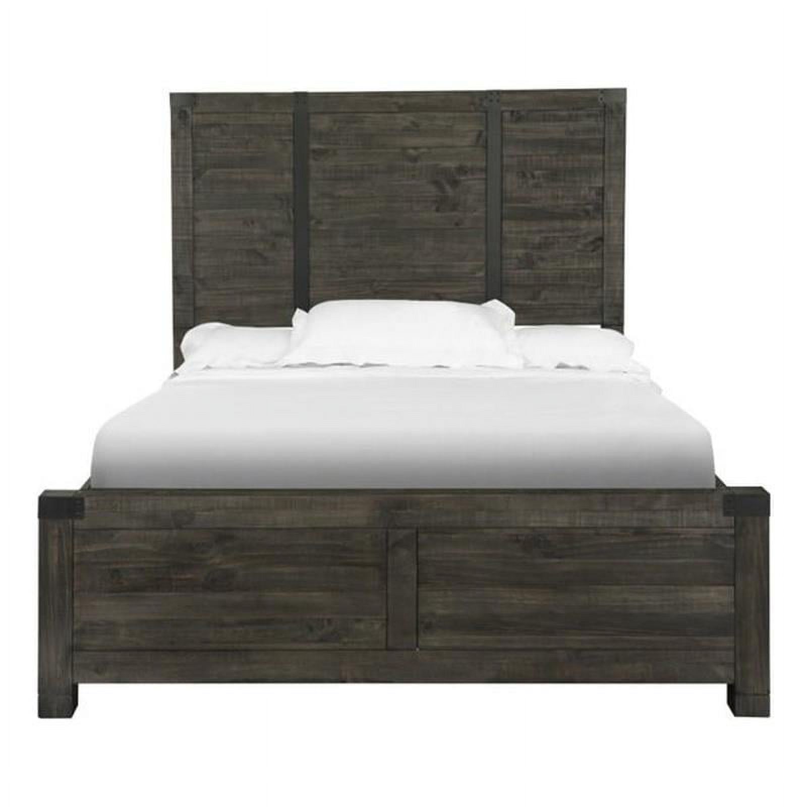 Bowery Hill Farmhouse styled Metal Queen Panel Bed in Gray Finish