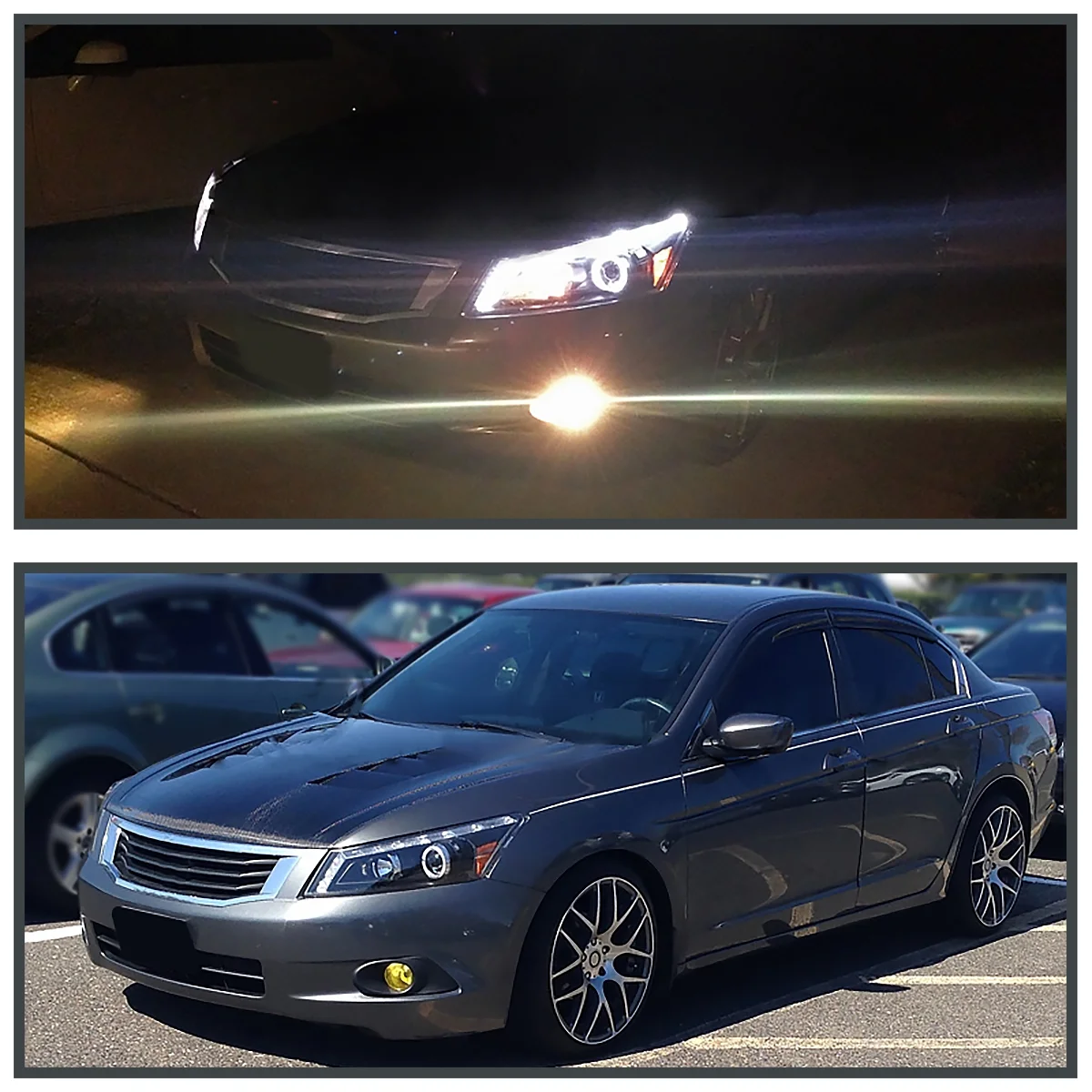 Spec-D Tuning Black Halo Projector LED Turn Signal Headlights Lamps Compatible with 2008-2012 Honda Accord 4Door Sedan Left + Right Pair Headlamps Assembly