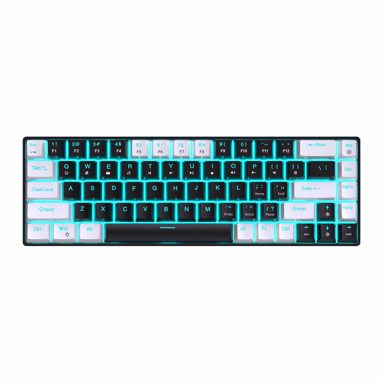 Mechanical Keyboard, Computer Keyboard, Blue Backlit 65% Compact Ergonomic Design USB Wired Gaming Keyboard Blue Switch for Desktop, PC, Home