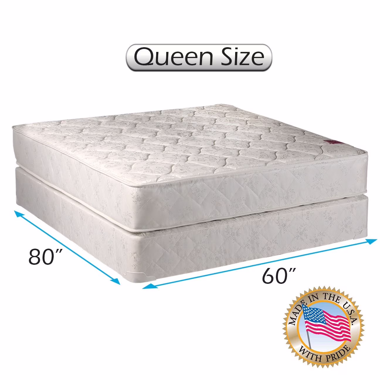 Dream Sleep Legacy Gentle Firm Two-Sided Mattress Set with Bed Frame included - Spine Support, Good for your back, Superior Quality, Orthopedic Type, Longlasting Comfort by Dream Solutions USA (QUEEN)
