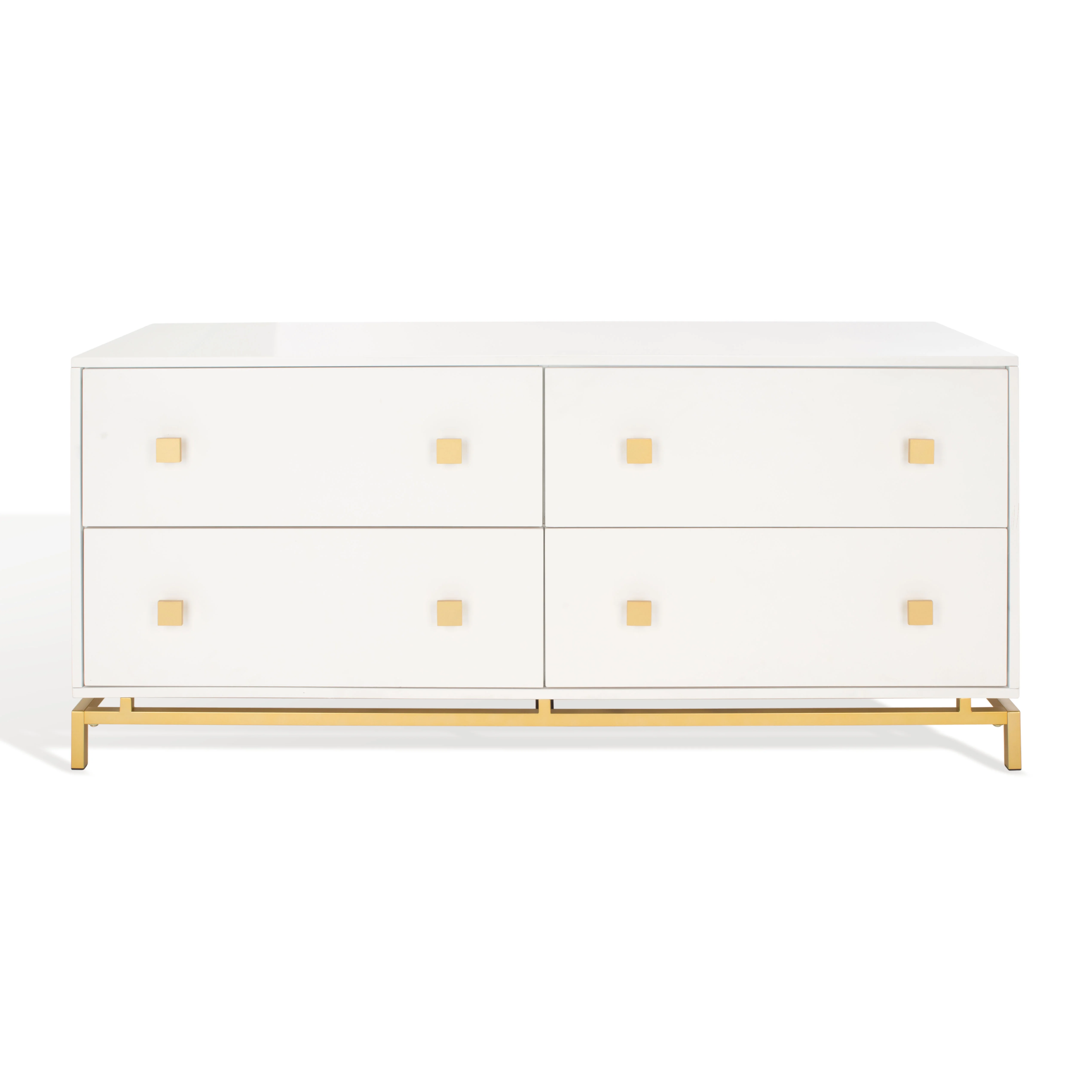 SAFAVIEH Couture Claudette Modern 4-Drawer Dresser, White/Gold
