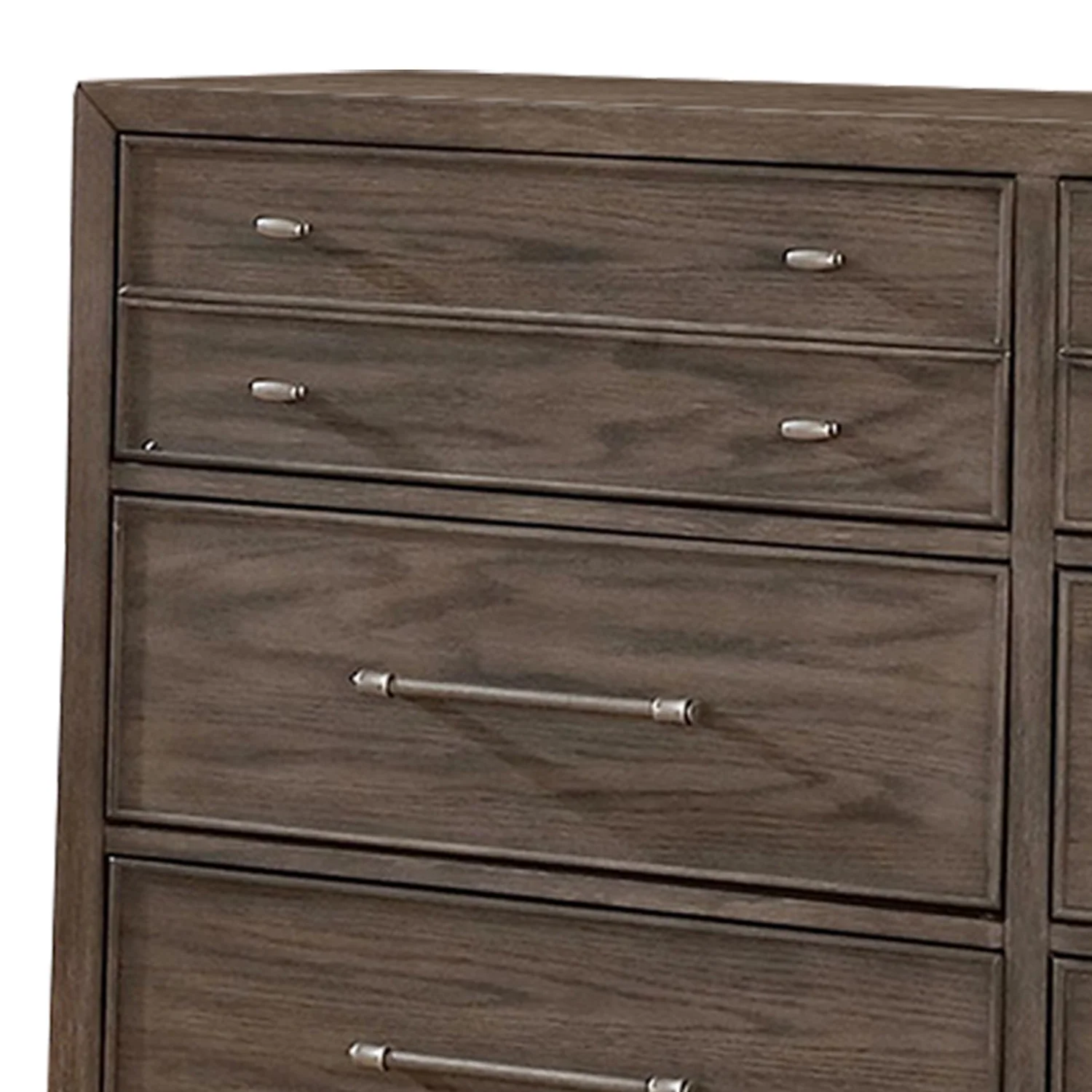 Benjara BM311065 57 in. Wide Chest 8 Drawers Solid Wood Dresser, Warm Gray
