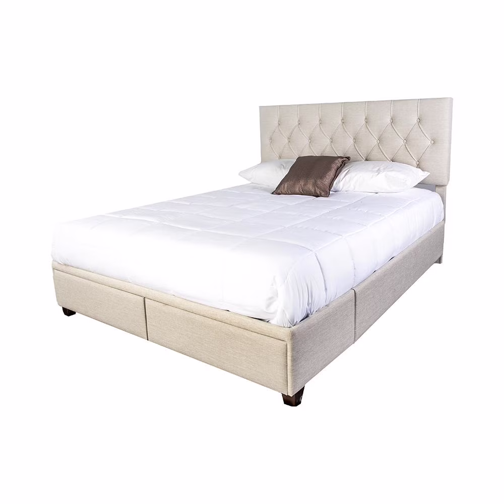 Bernards Skyla Upholstered Queen Storage Bed In A Box
