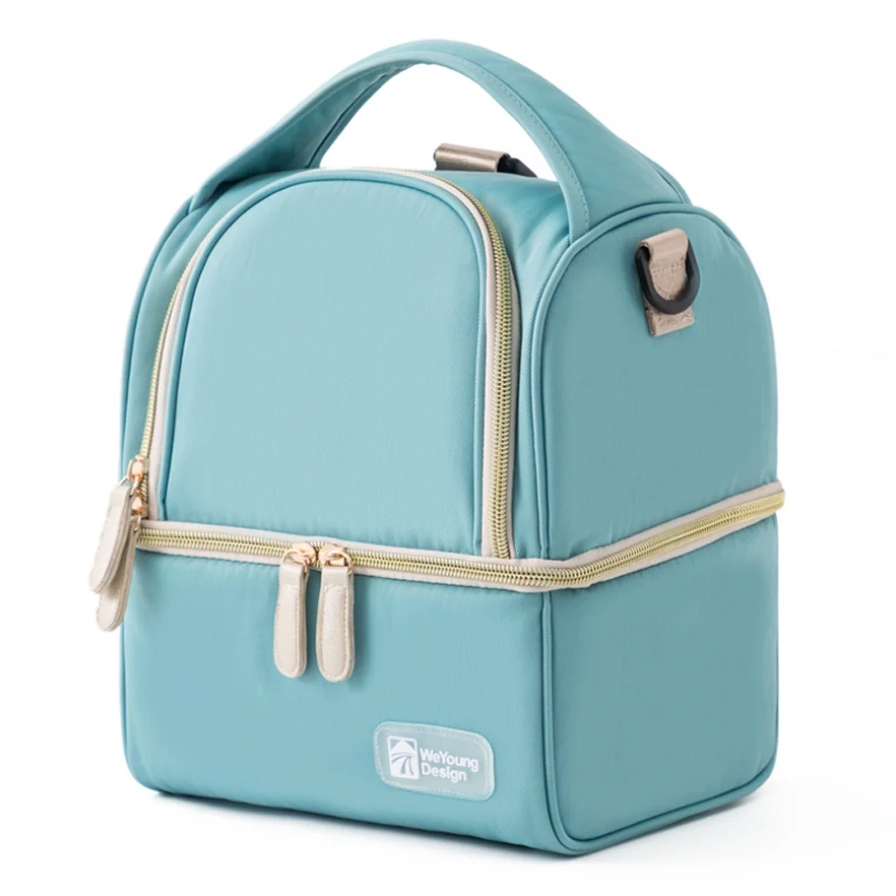 Breast Pump Bag Cooler Compartment for Breast Pump Double Layer for Mother Breast Milk Pump Blue