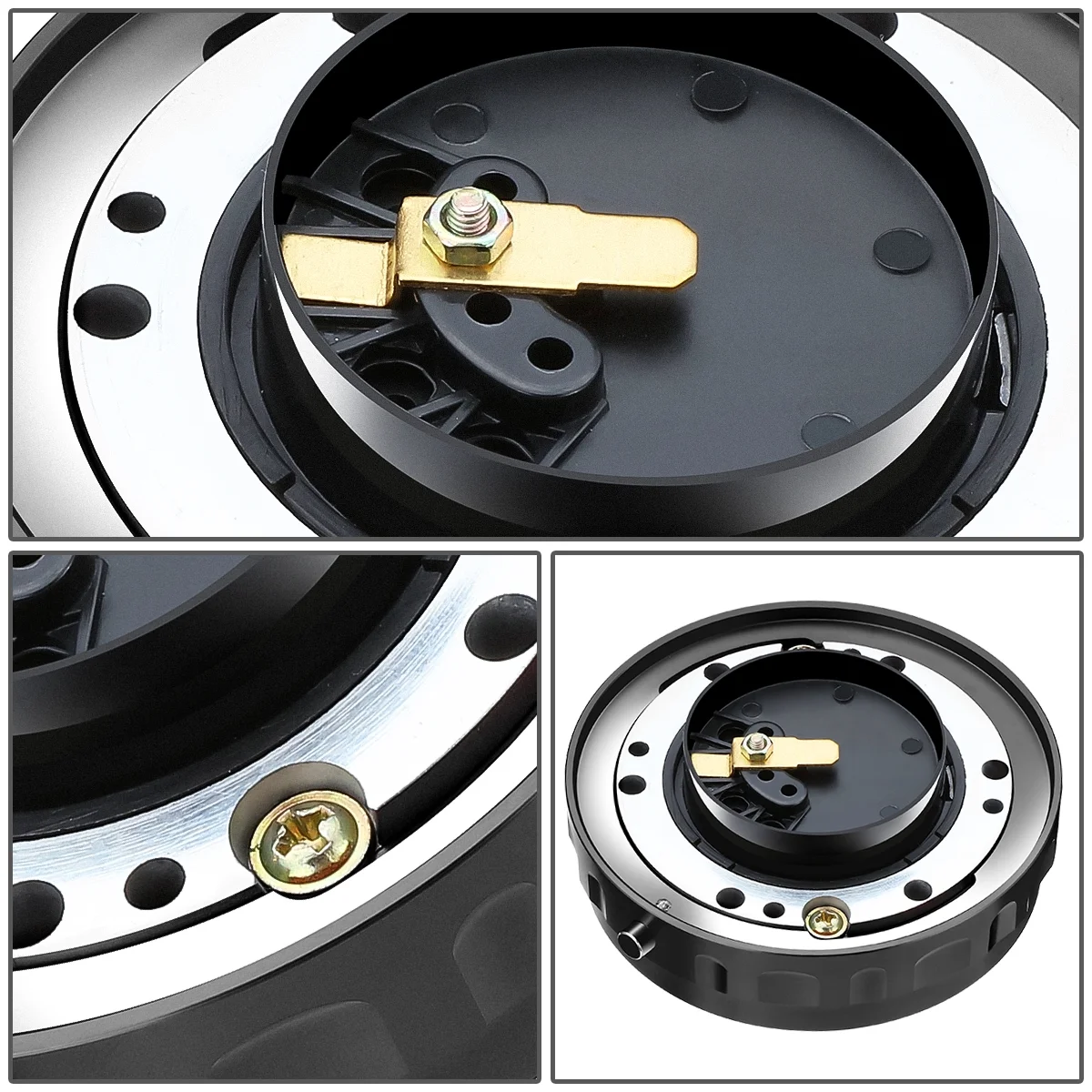 J2 Engineering J2-QR-ZTL-9070-BK Universal Fits 6 Bolt 70 / 74mm Steering Wheel Quick Release Hubs Adapter Black