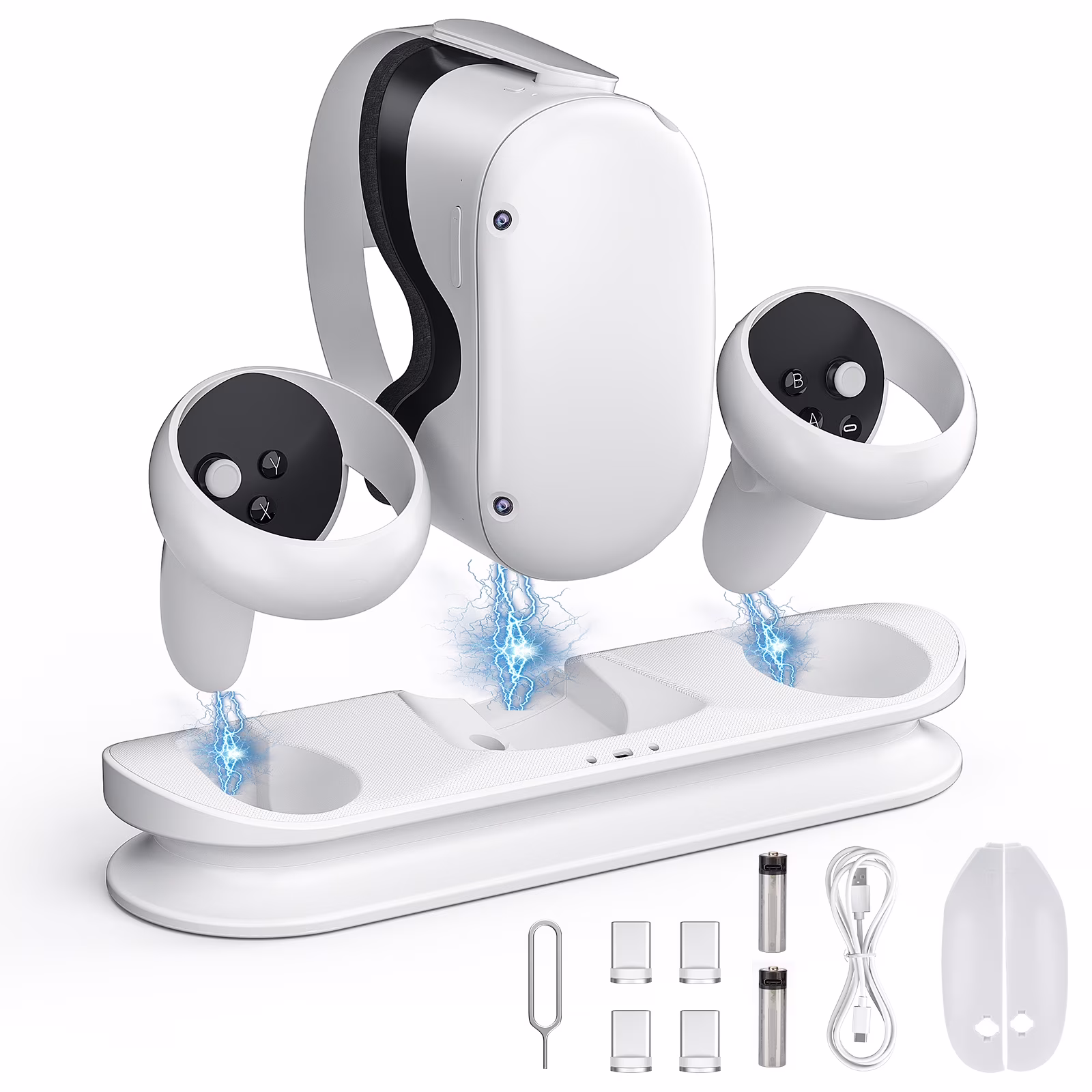 Welltop Charging Dock for Quest 2 with LED Light, Magnetic Charging Station for VR Headset and Touch Controllers