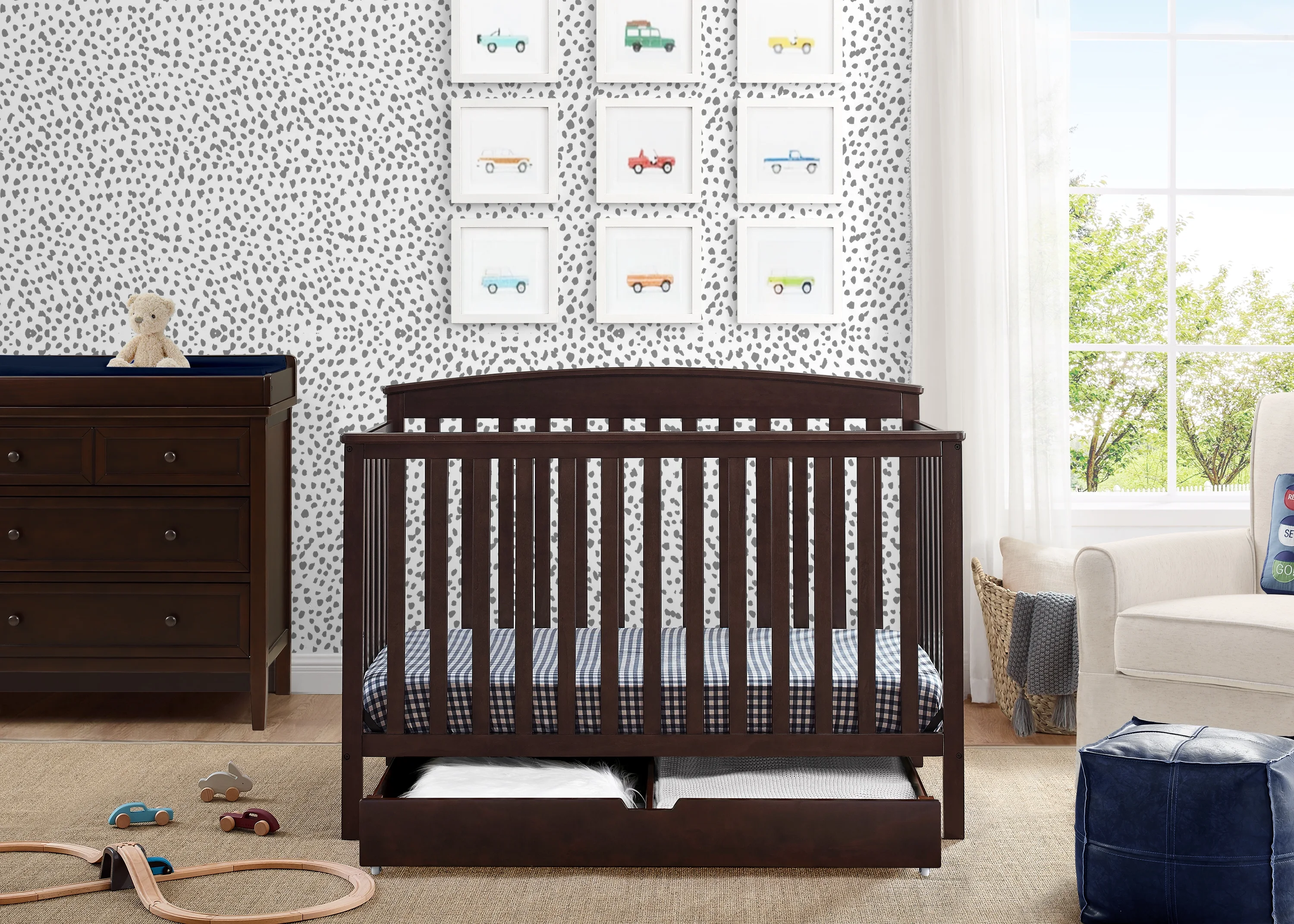 Delta Children Hanover 6-in-1 Convertible Baby Crib, Walnut Espresso