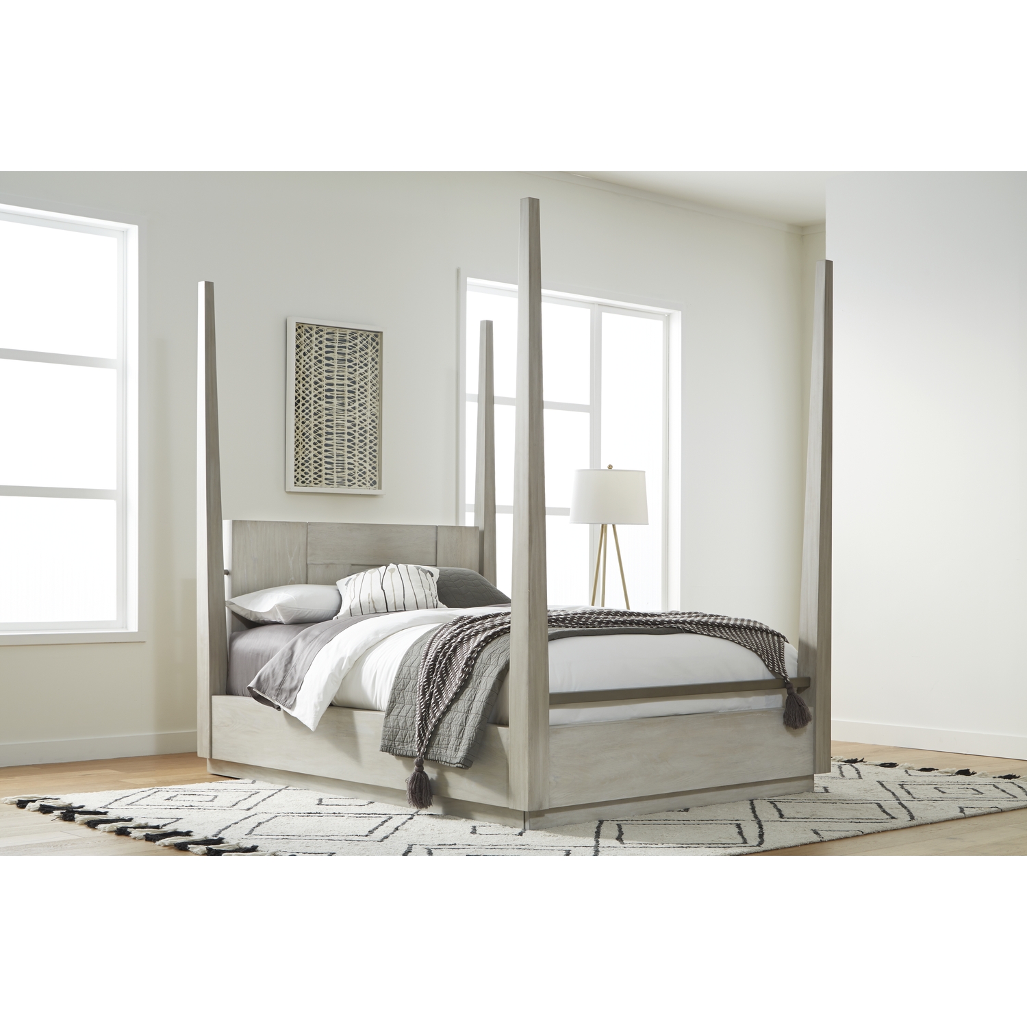 Modus Destination Full Poster Bed in Cotton Gray