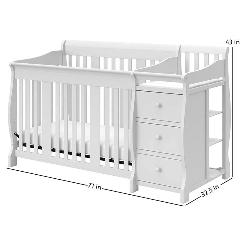 Baby Crib with Changing Table and 6 Drawer Double Dresser Set in Pure White