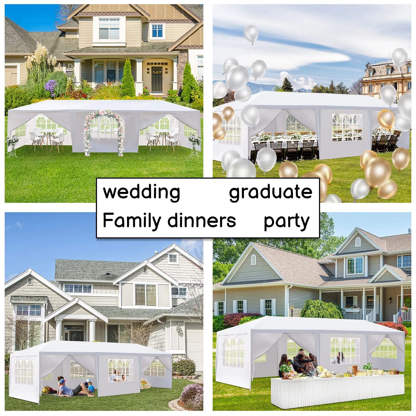 Ktaxon 10'x 30' Gazebo Canopy Outdoor w/8 Party Wedding Tent White