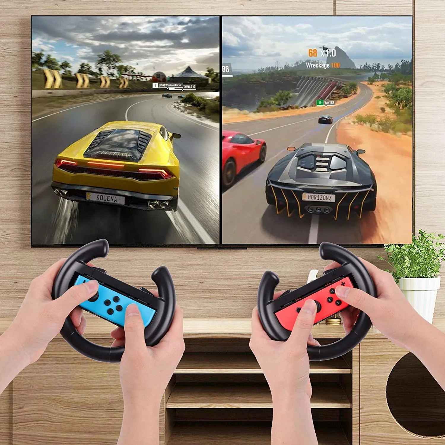 Steering Wheel for Nintendo Switch, Accessories-Gifts for Men, Gadgets Accessories for Switch Mario Kart Racing Game, 4 Packs, Lightweight Gadgets With Comfort Handle for Family Party